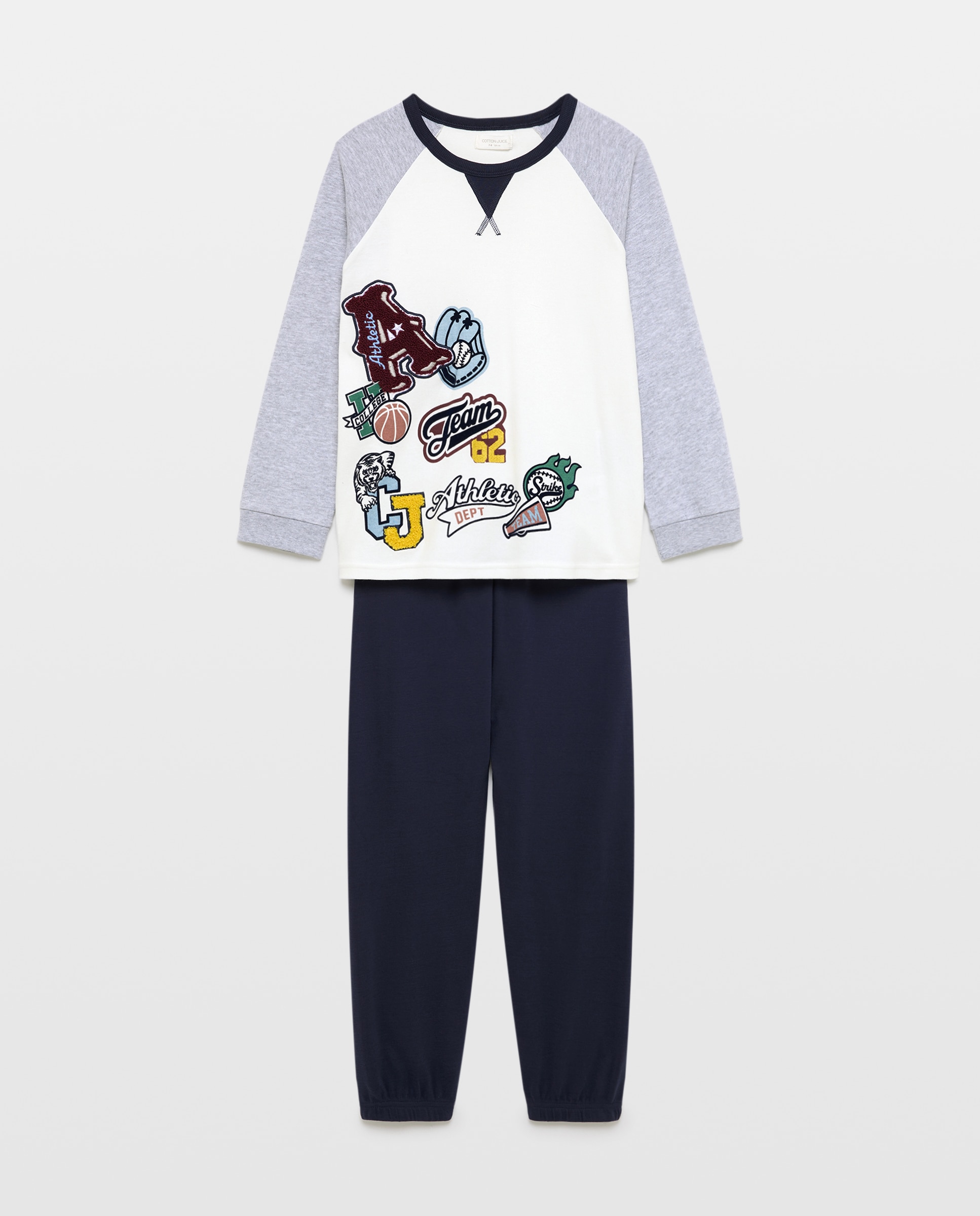 Pijama de Malha Estilo Varsity com Fantasia Azul-4
