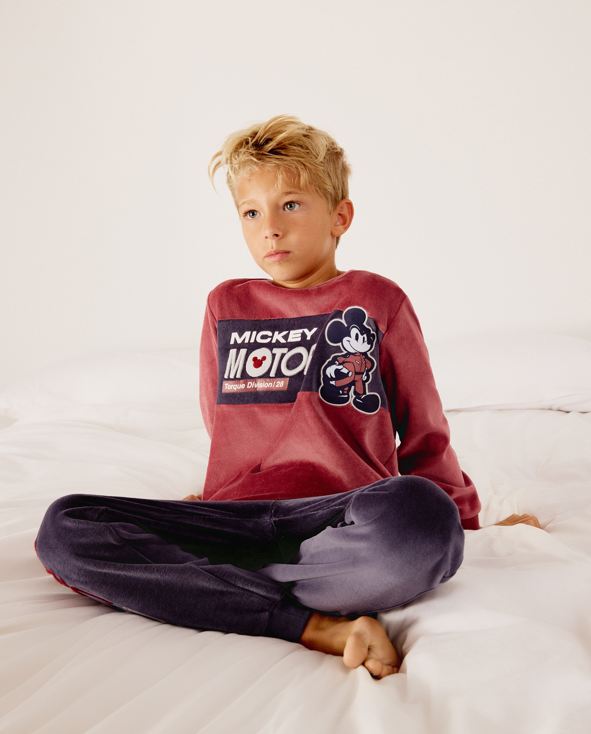 Pijama largo de velour fantasía MICKEY de niño - Cotton Juice - Rojo Rojo-2