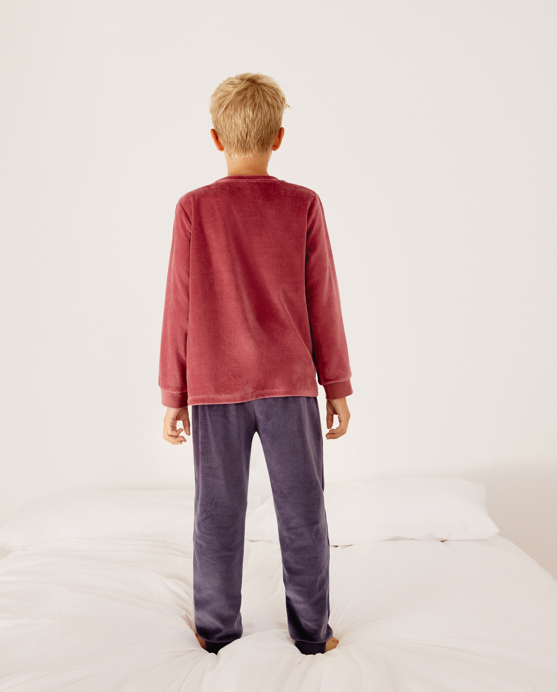 Pijama largo de velour fantasía MICKEY de niño - Cotton Juice - Rojo Rojo-4
