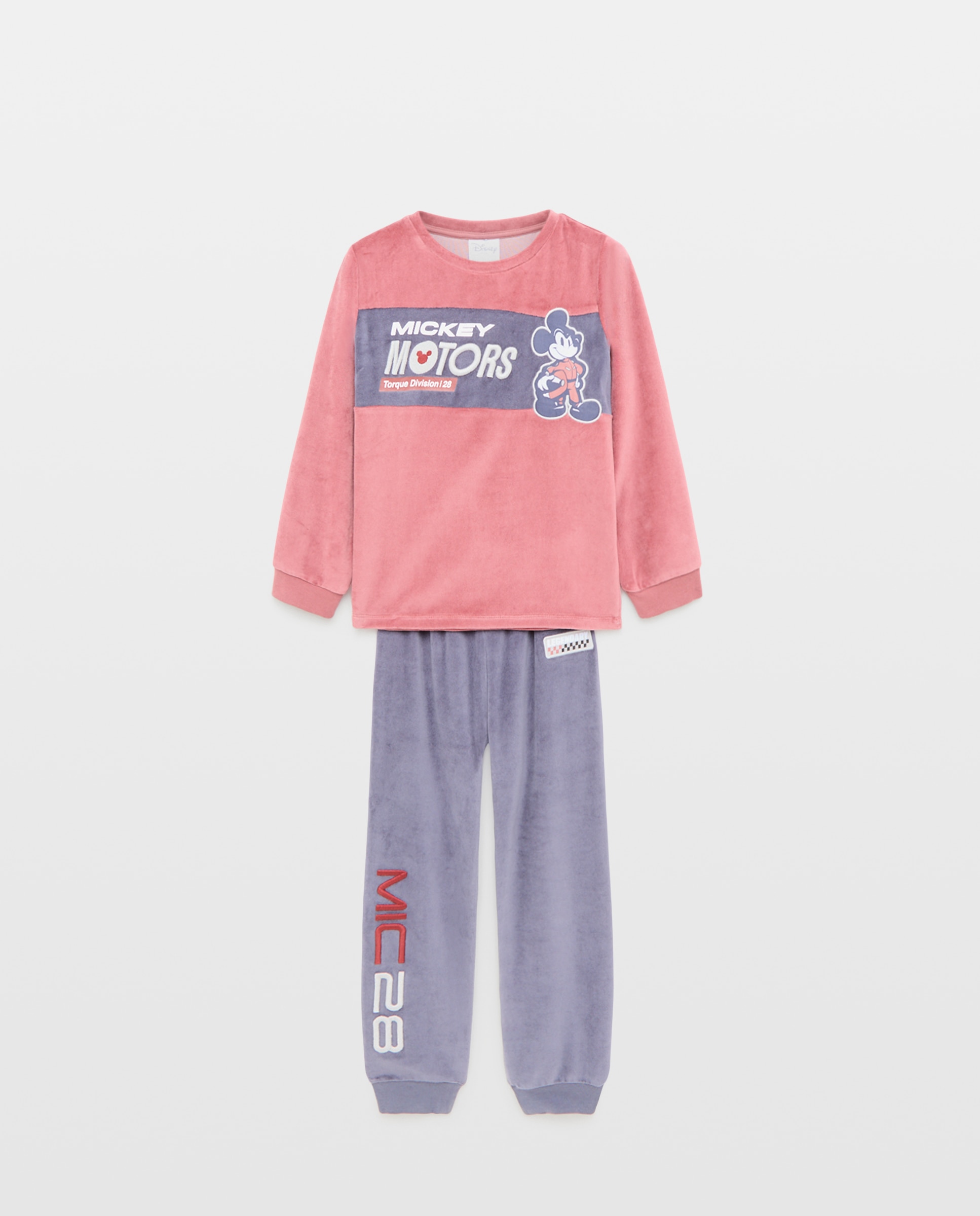 Pijama largo de velour fantasía MICKEY de niño - Cotton Juice - Rojo Rojo-5