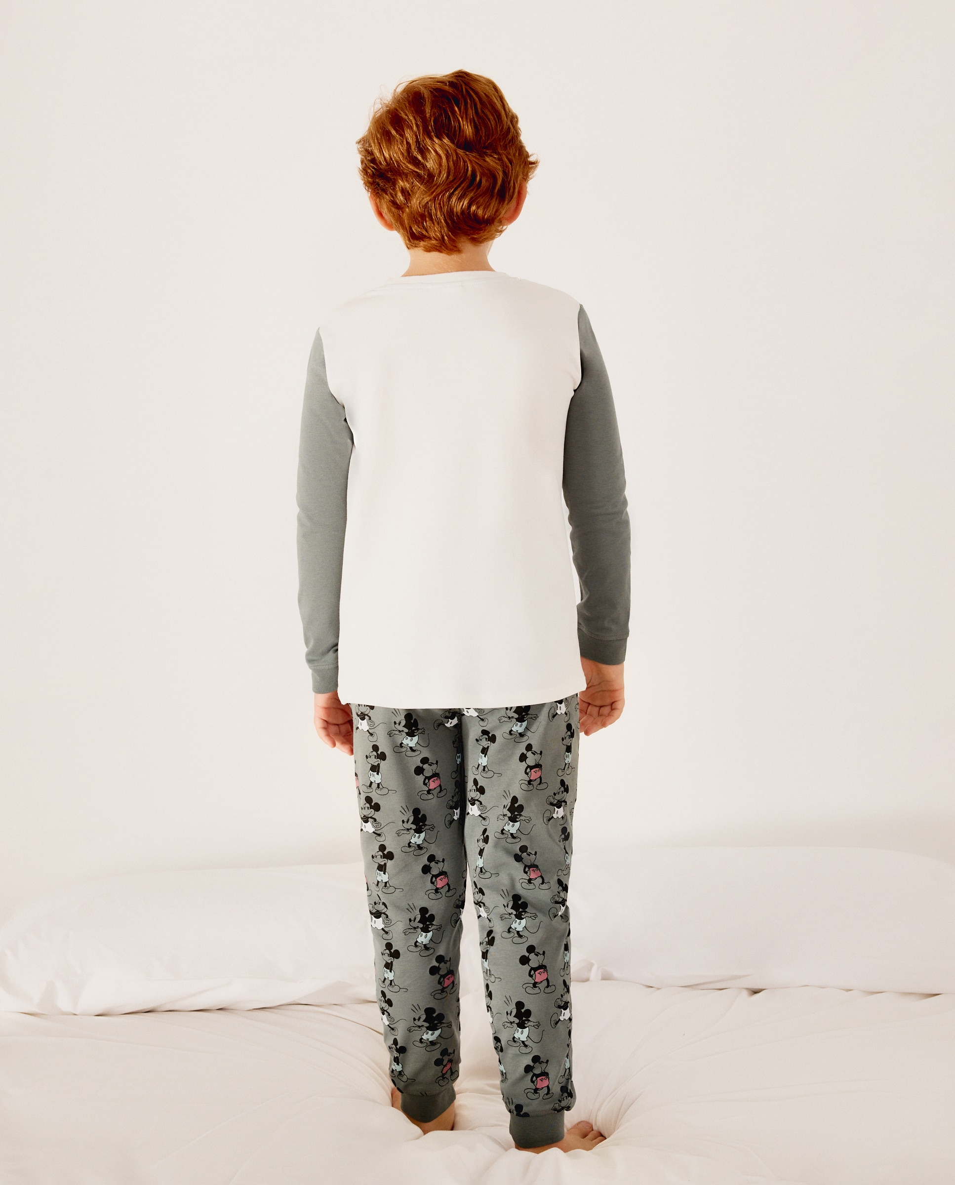 Pijama largo de velour fantasía viñetas poses MICKEY de niño - Cotton Juice - Gris Gris-3