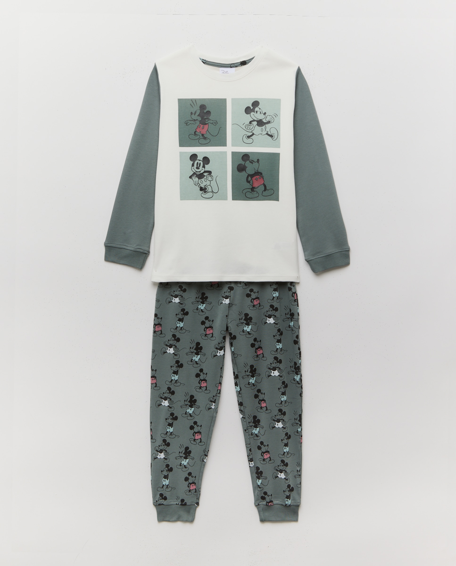 Pijama largo de velour fantasía viñetas poses MICKEY de niño - Cotton Juice - Gris Gris-4