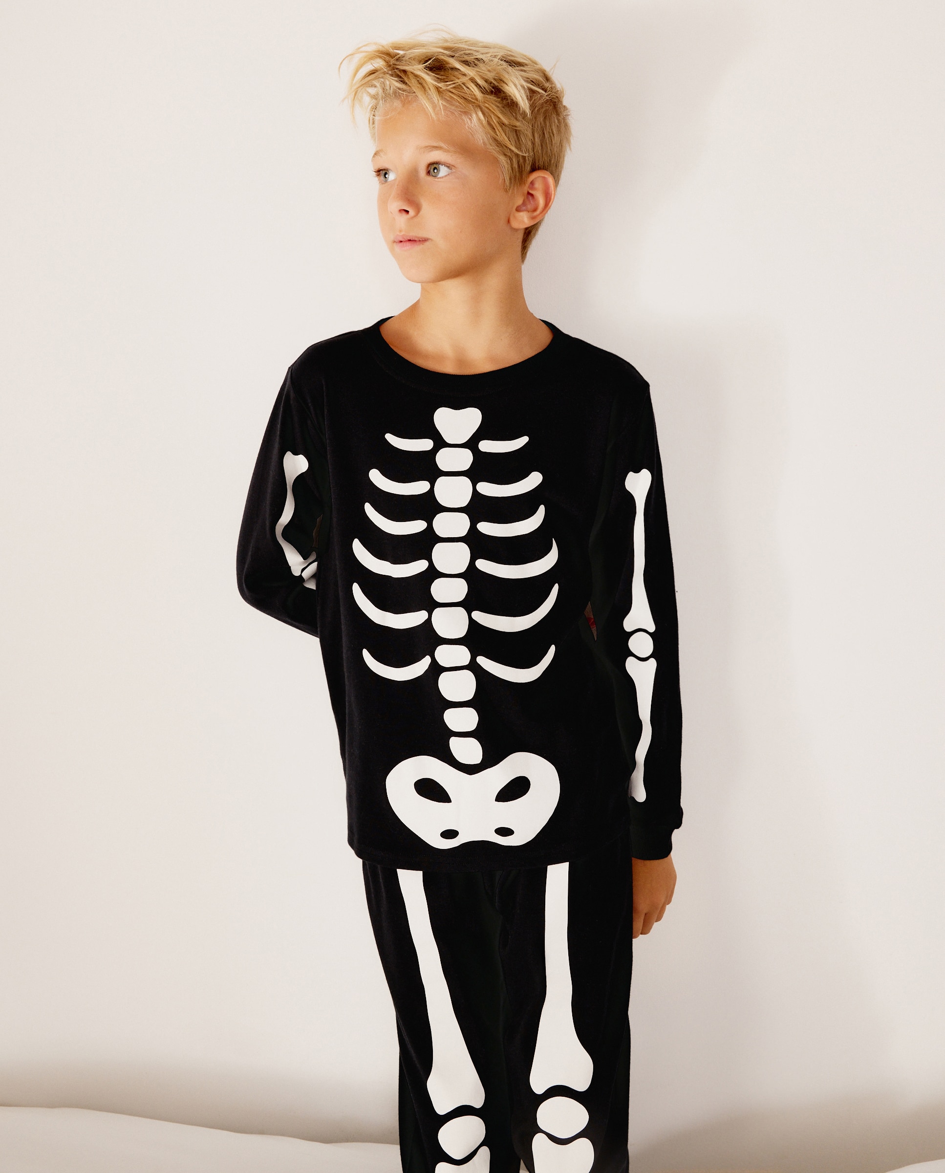 Pijama largo de punto fantasía HALLOWEEN de niño - Cotton Juice - Gris Gris-2