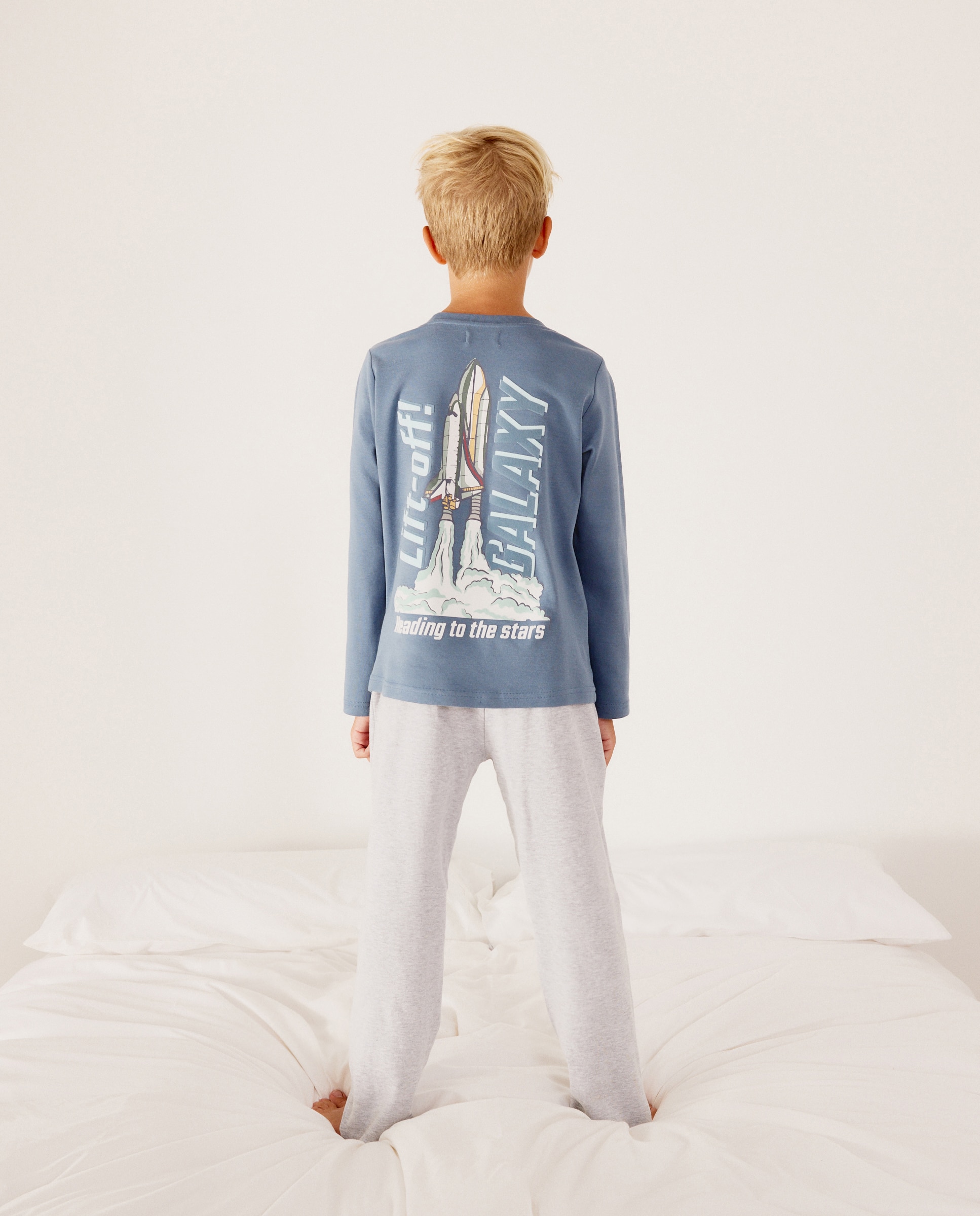 Pijama largo de punto fantasía en espalda de niño - Cotton Juice - Azul Azul-3