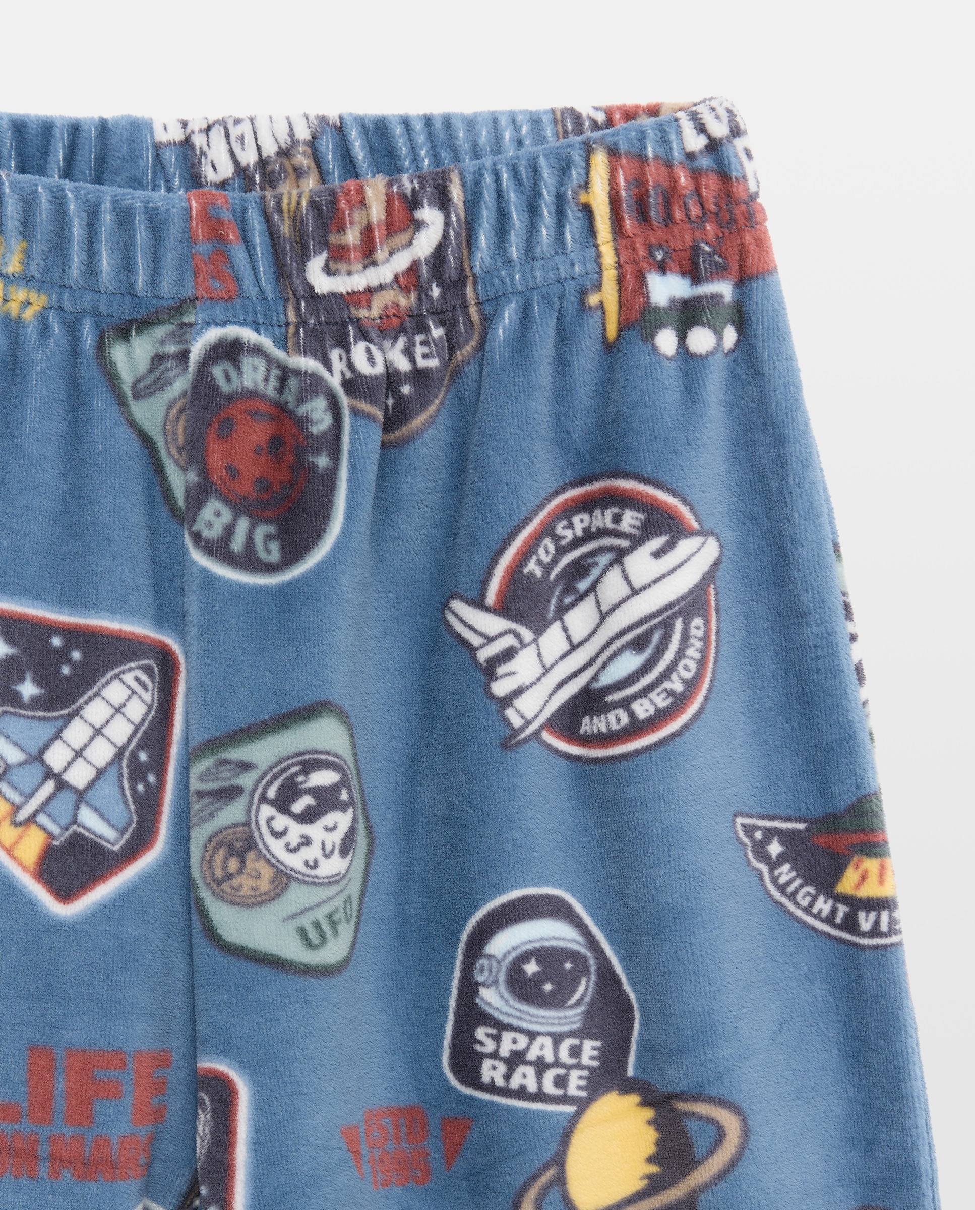 Pijama largo de velour estampado astronauta de niño - Cotton Juice - Azul Azul-5