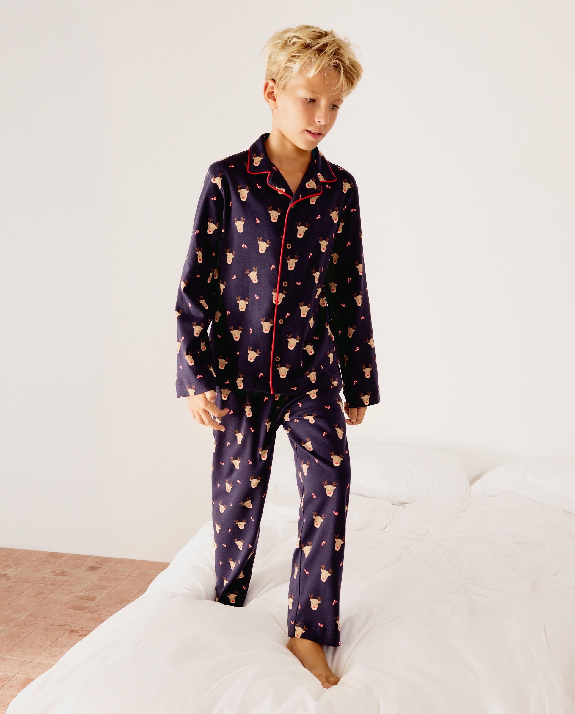 Pijama Completo de Malha e Forro Polar com Fantasia Azul-1