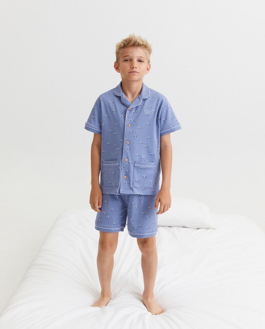 Imagem 0 de Pijama Completo Abotoado com Estampado