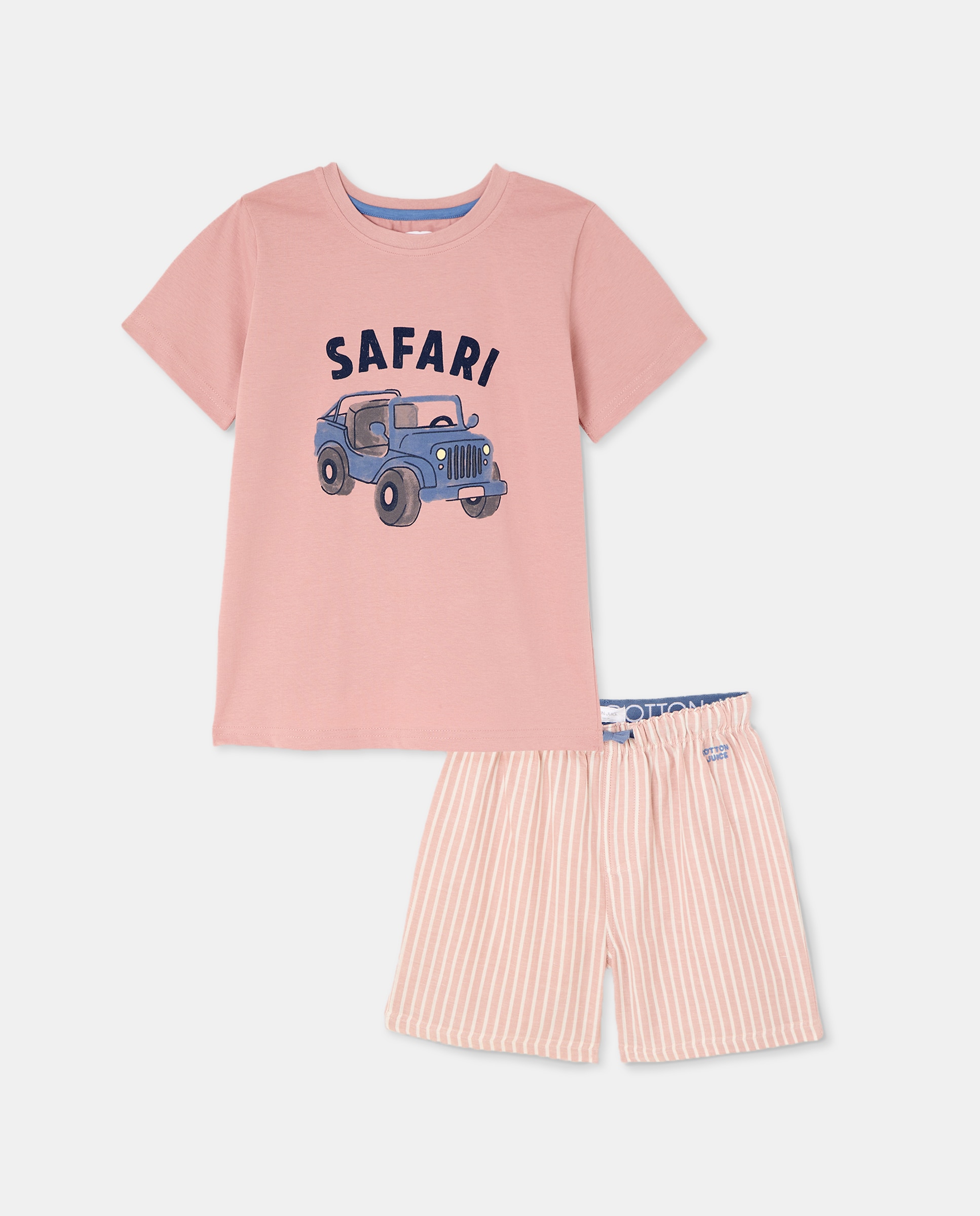 Pijama Curto com Estampado Combinado Rosa-4