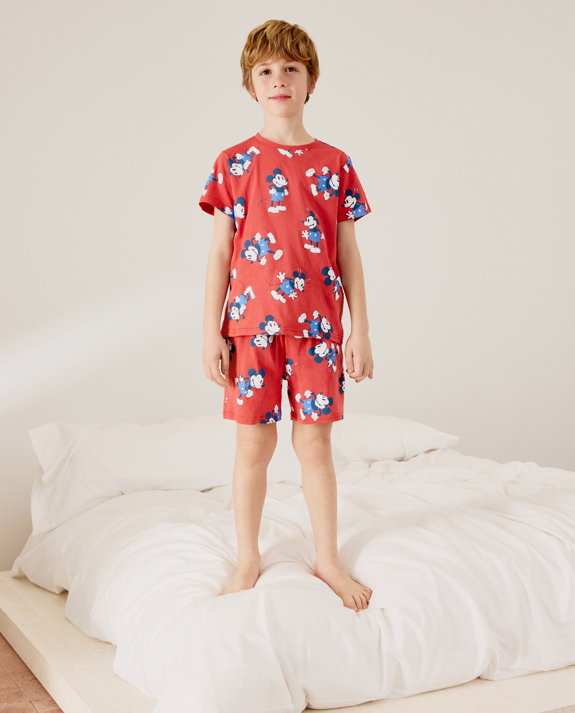 Pijama de Malha Curto Mickey Cotton Juice Vermelho-2