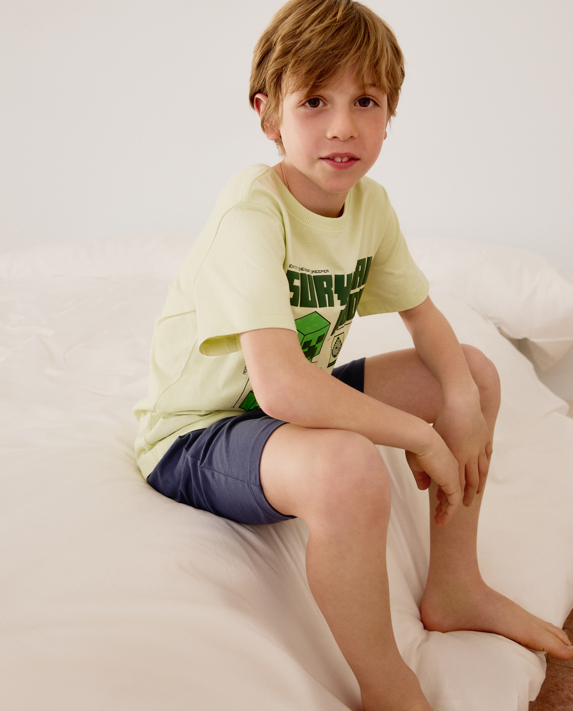 Pijama Curto Minecraft Cotton Juice Verde-2