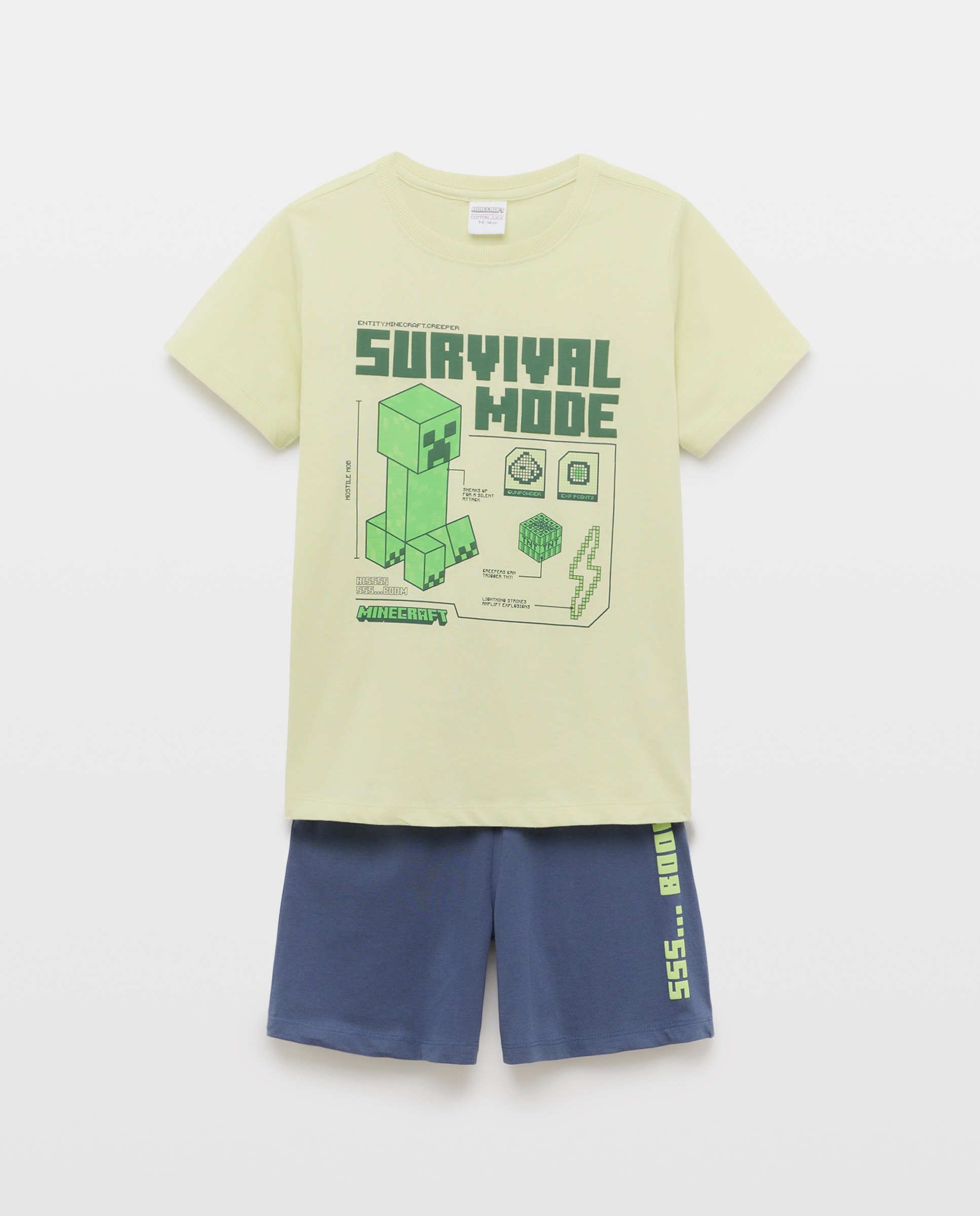 Pijama Curto Minecraft Cotton Juice Verde-4