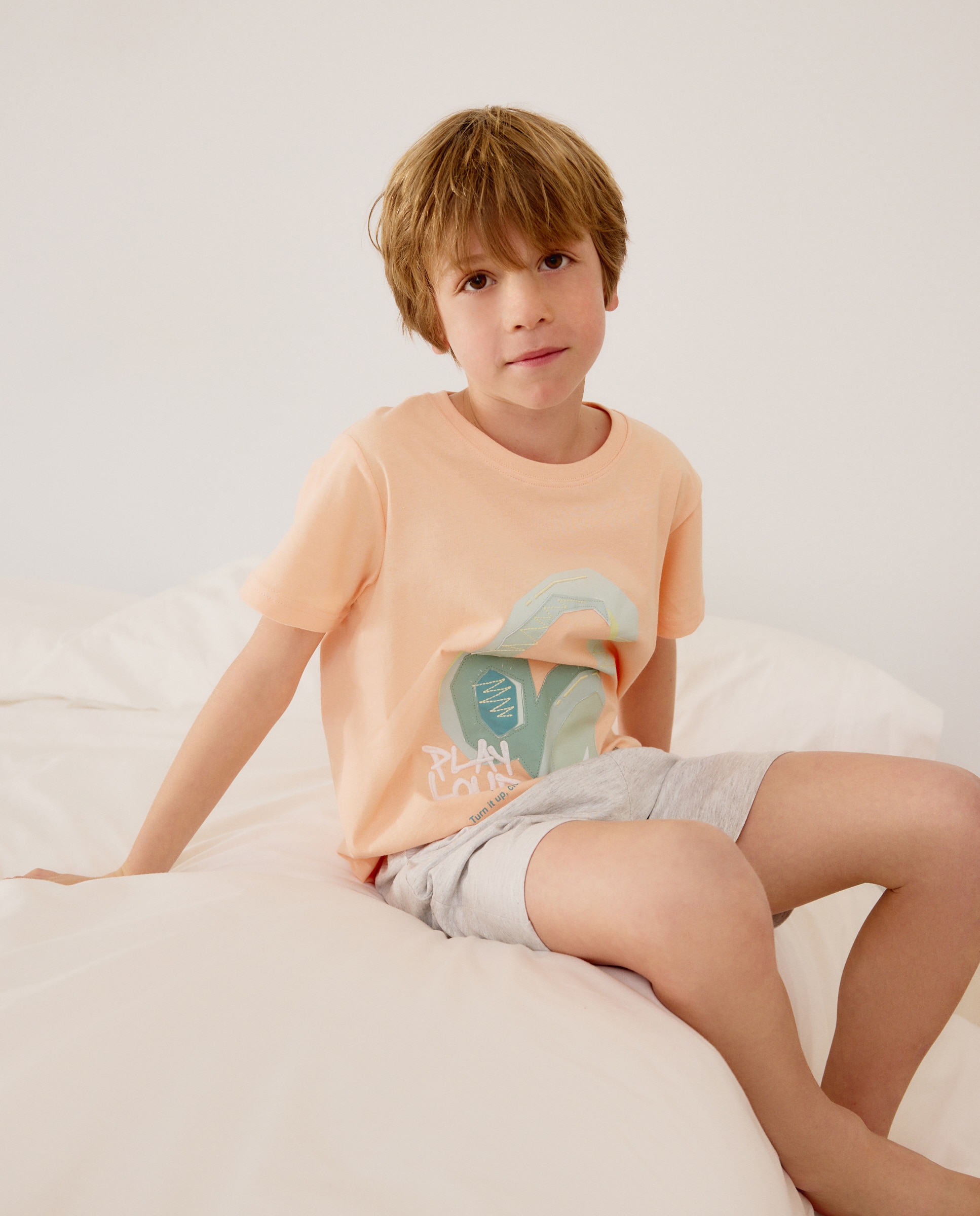 Pijama corto de niño con estampado fantasía - Cotton Juice - Rojo Rojo-2