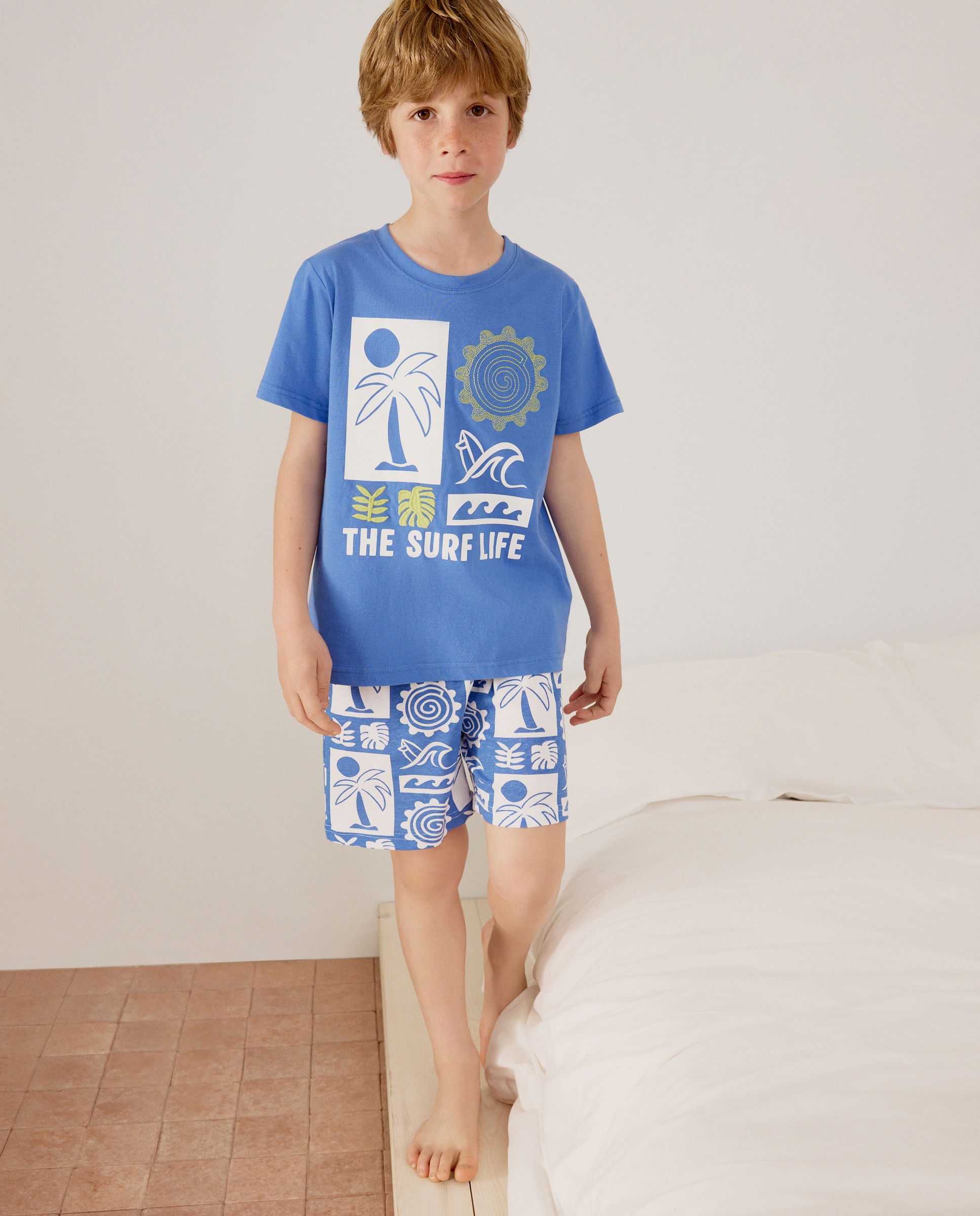 Pijama Curto Cotton Juice Azul-1