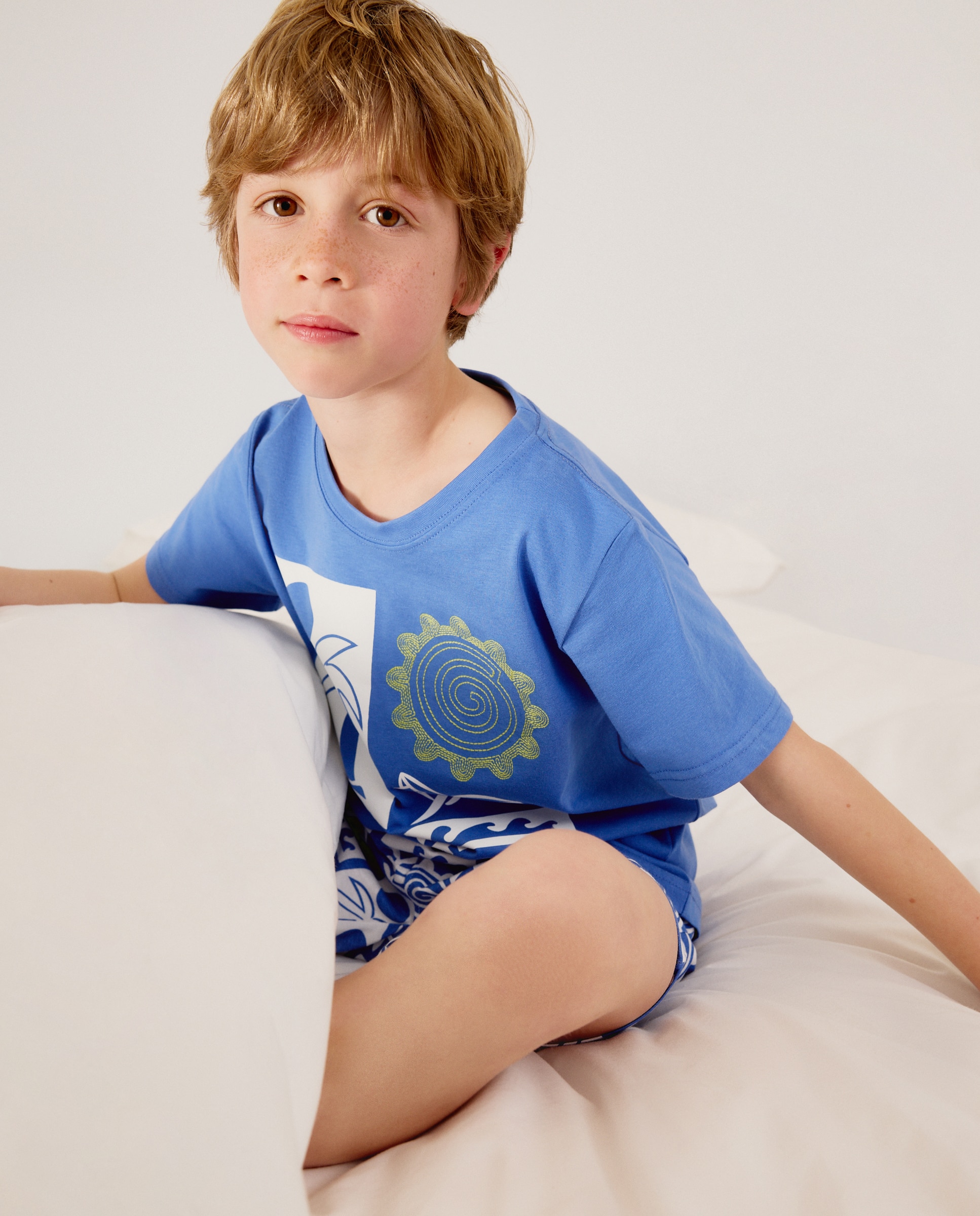 Pijama Curto Cotton Juice Azul-2