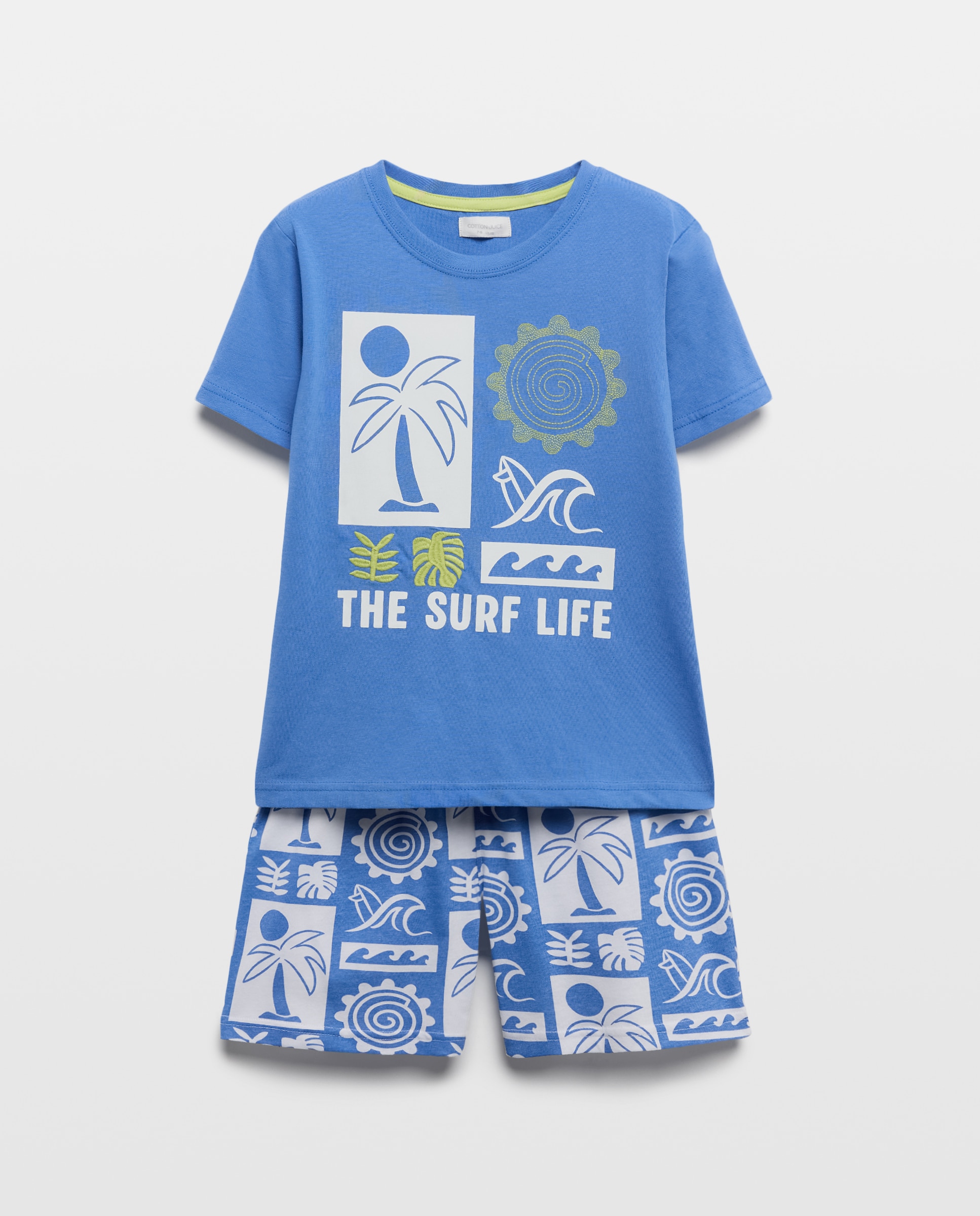 Pijama Curto Cotton Juice Azul-5