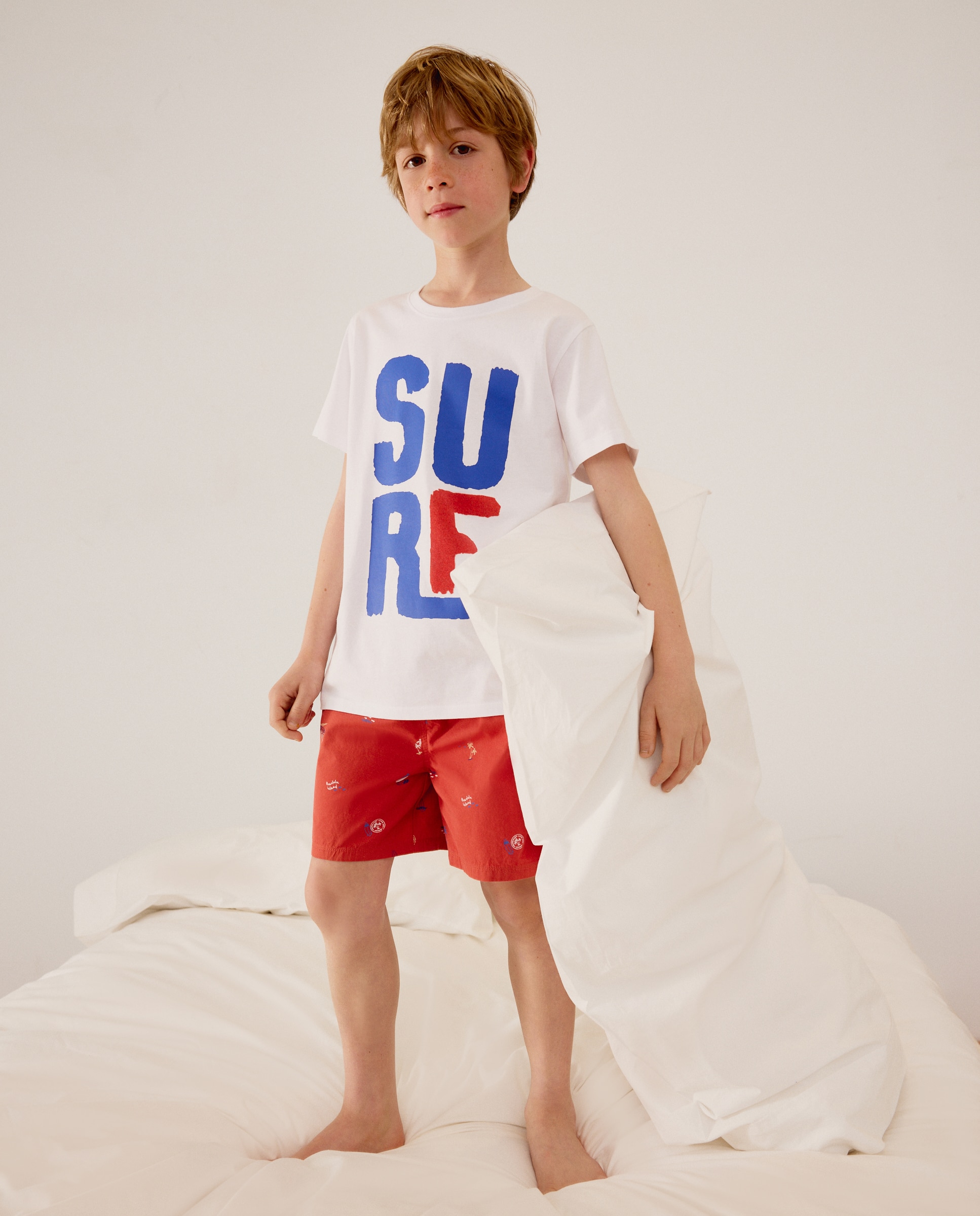 Pijama Curto Misto com Estampado de Fantasia Cotton Juice Branco-1
