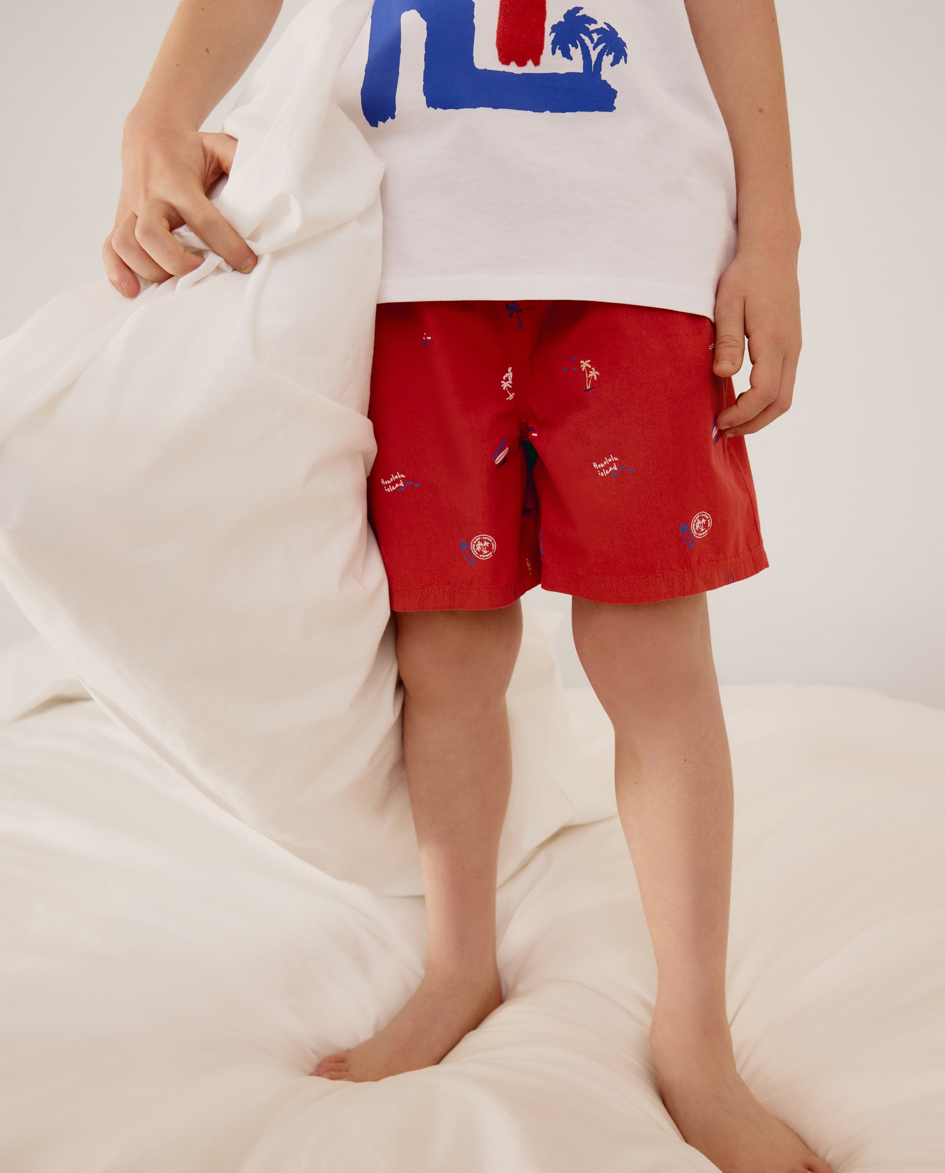 Pijama Curto Misto com Estampado de Fantasia Cotton Juice Branco-2