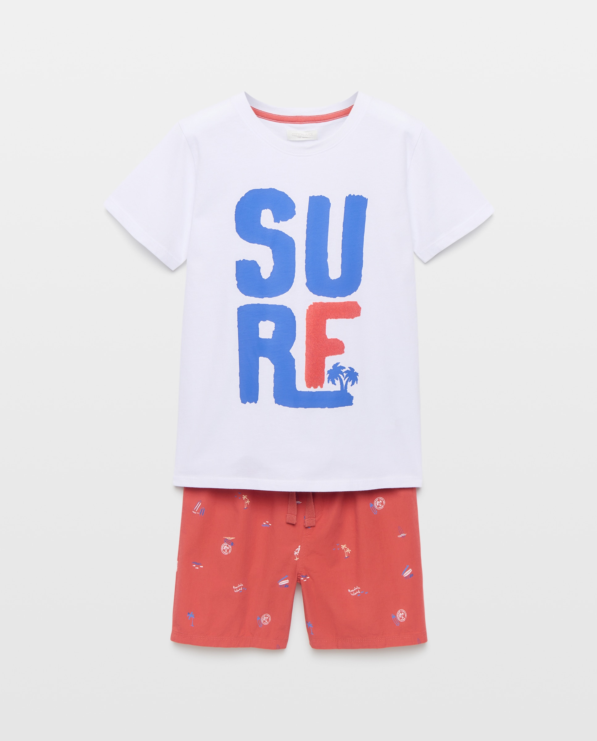 Pijama Curto Misto com Estampado de Fantasia Cotton Juice Branco-4