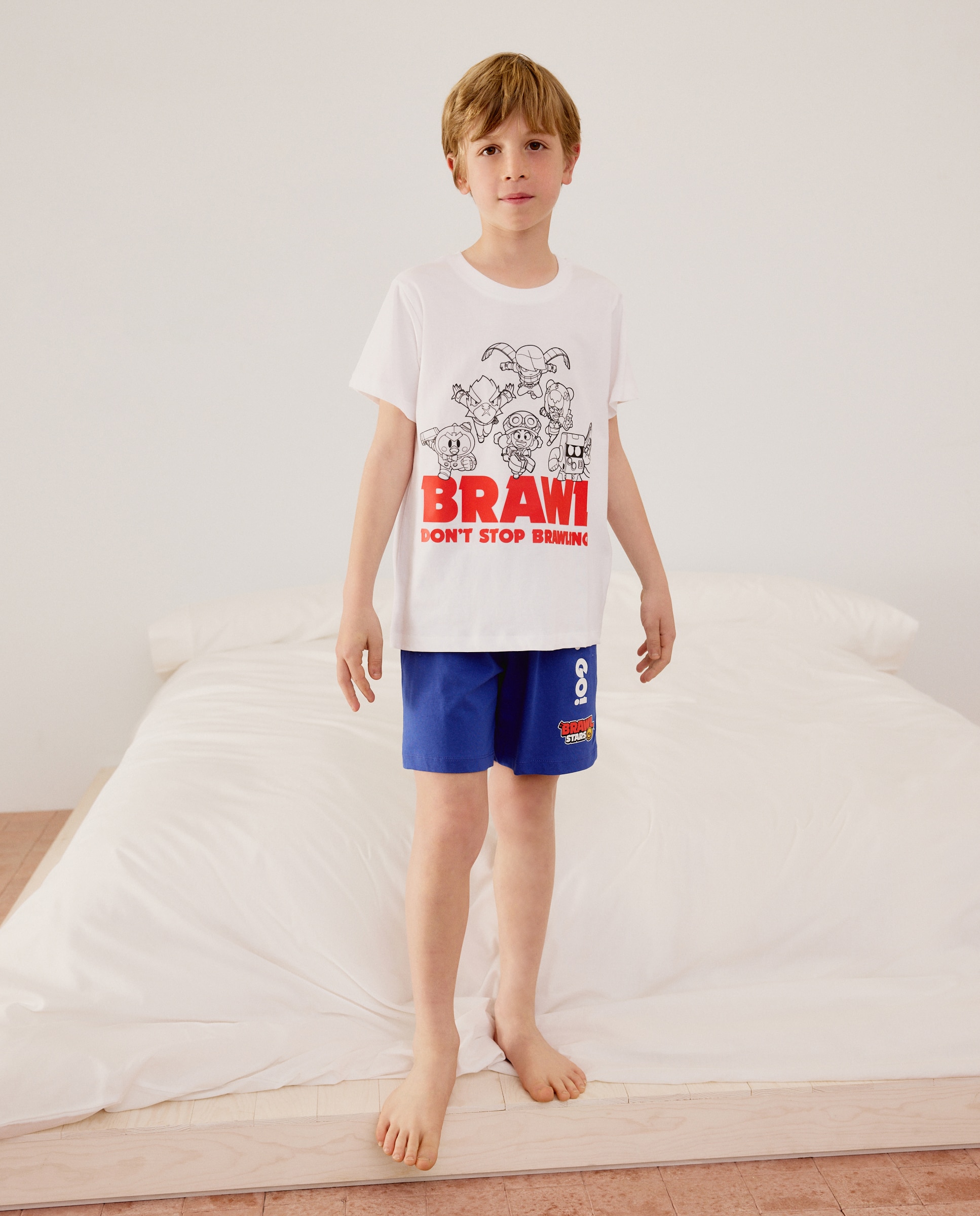 Pijama Curto Malha Brawl Stars Cotton Juice Branco-1