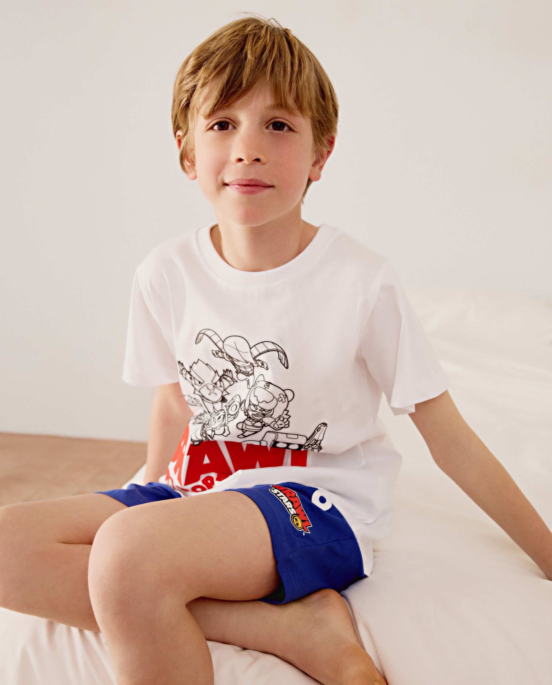 Pijama Curto Malha Brawl Stars Cotton Juice Branco-2