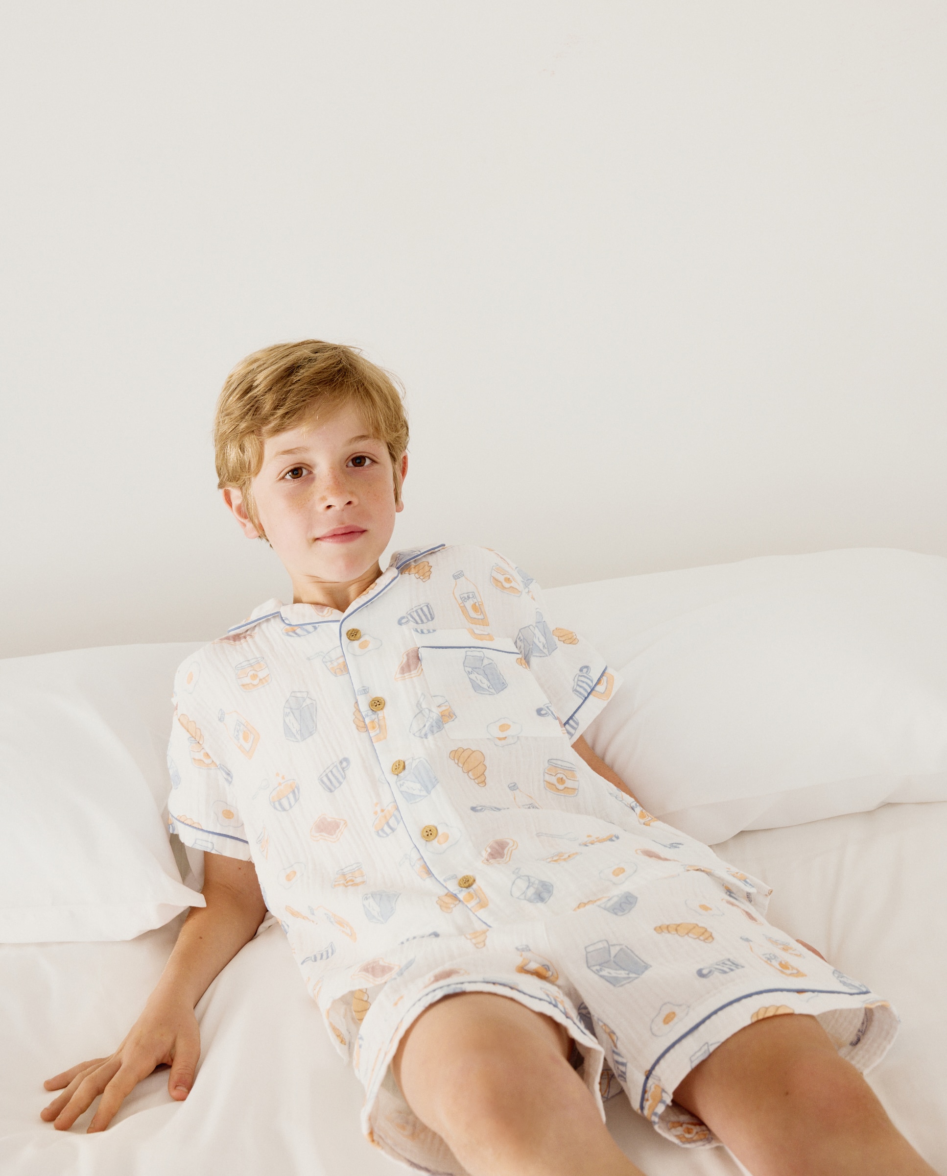 Pijama Abotoado com Chiffon e Fantasia Cotton Juice Branco-1