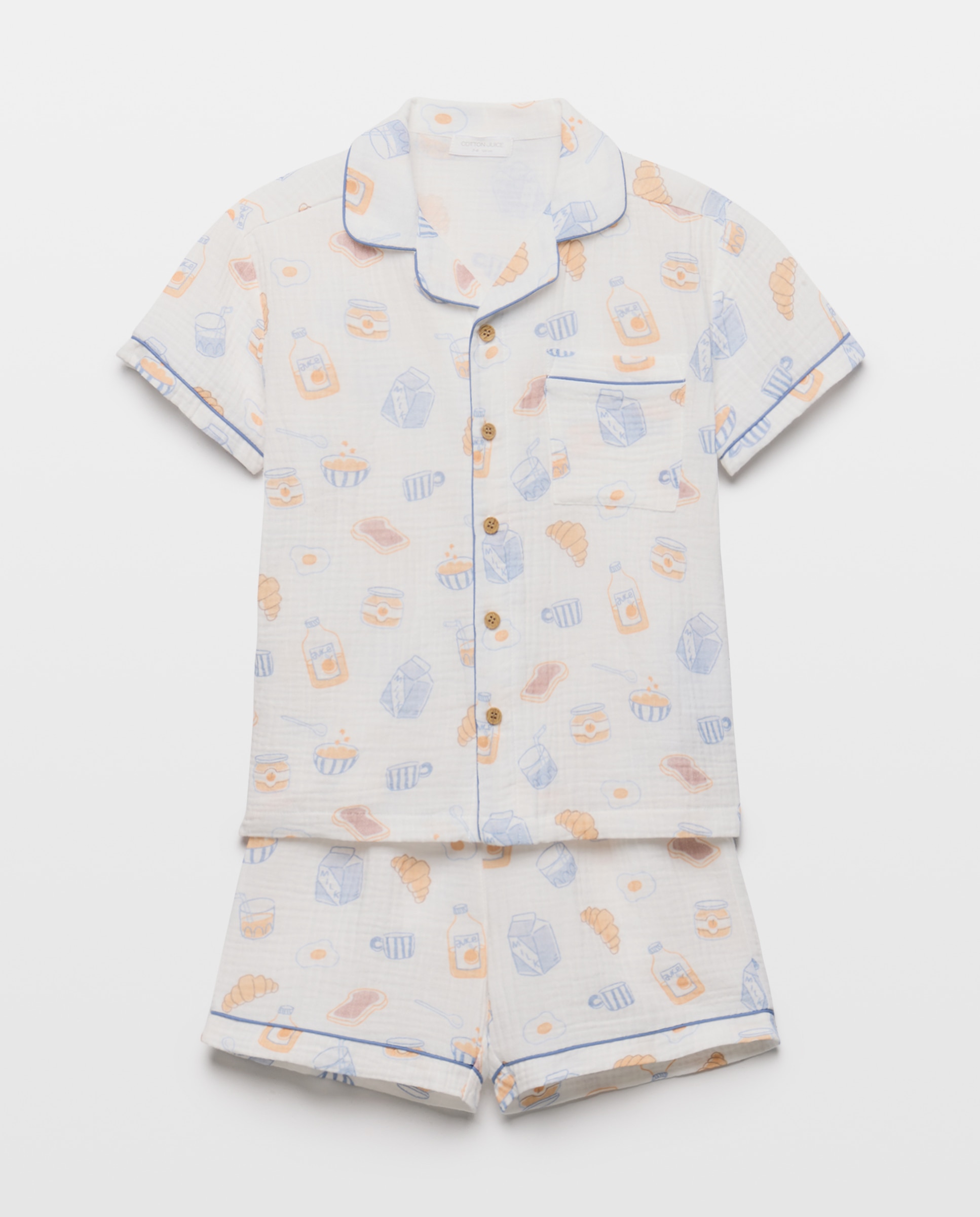 Pijama Abotoado com Chiffon e Fantasia Cotton Juice Branco-4