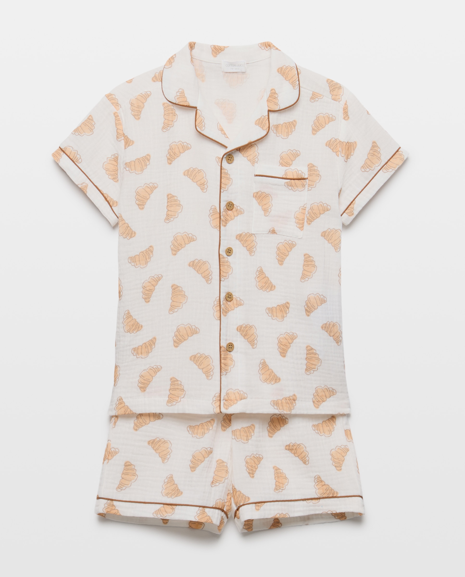 Pijama Abotoado com Chiffon e Fantasia Cotton Juice Branco-4