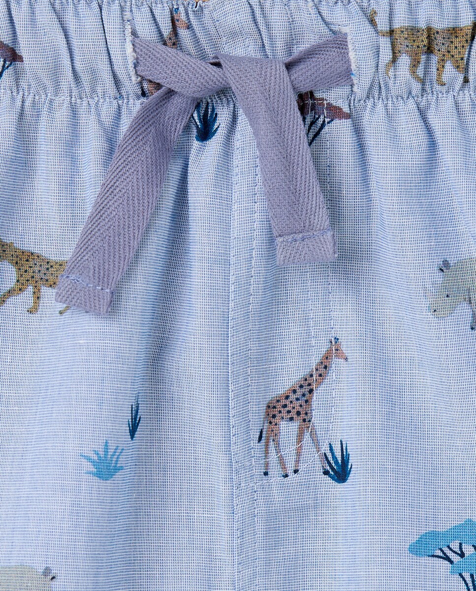 Calções de Pijama com Rendilhados Azul-6