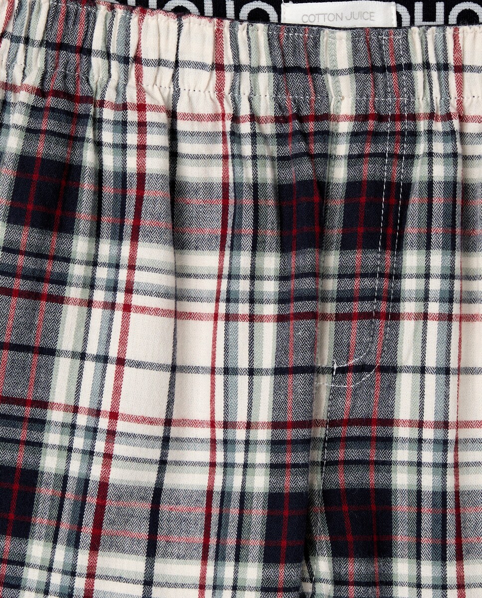 Calças Planas aos Quadrados Bicolor Castanho-5