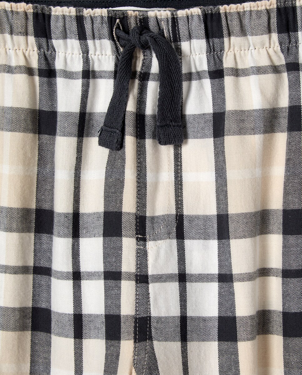 Calças Planas aos Quadrados Azul-5