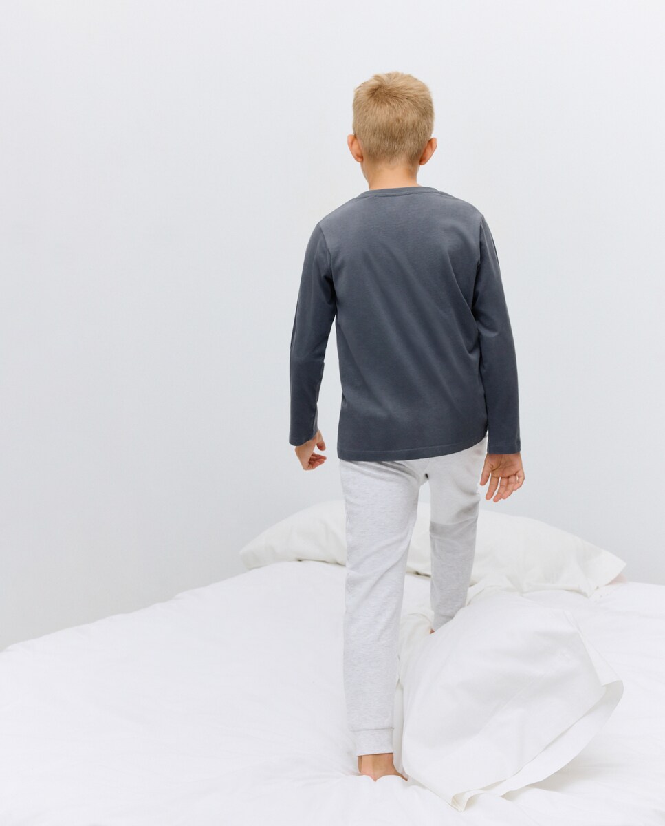 Calças de Malha Lisas One Piece Cinzento-2