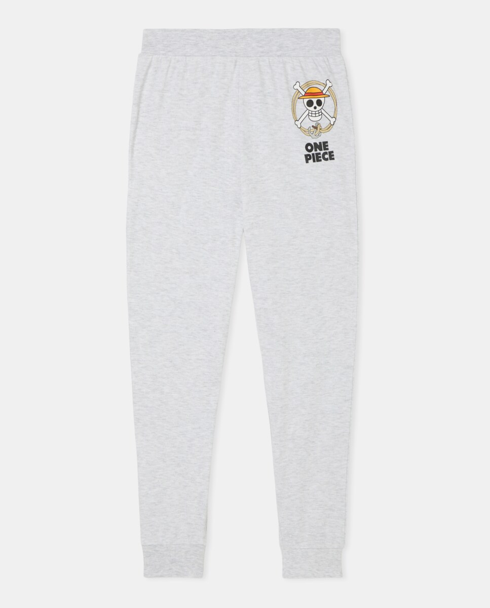 Calças de Malha Lisas One Piece Cinzento-3