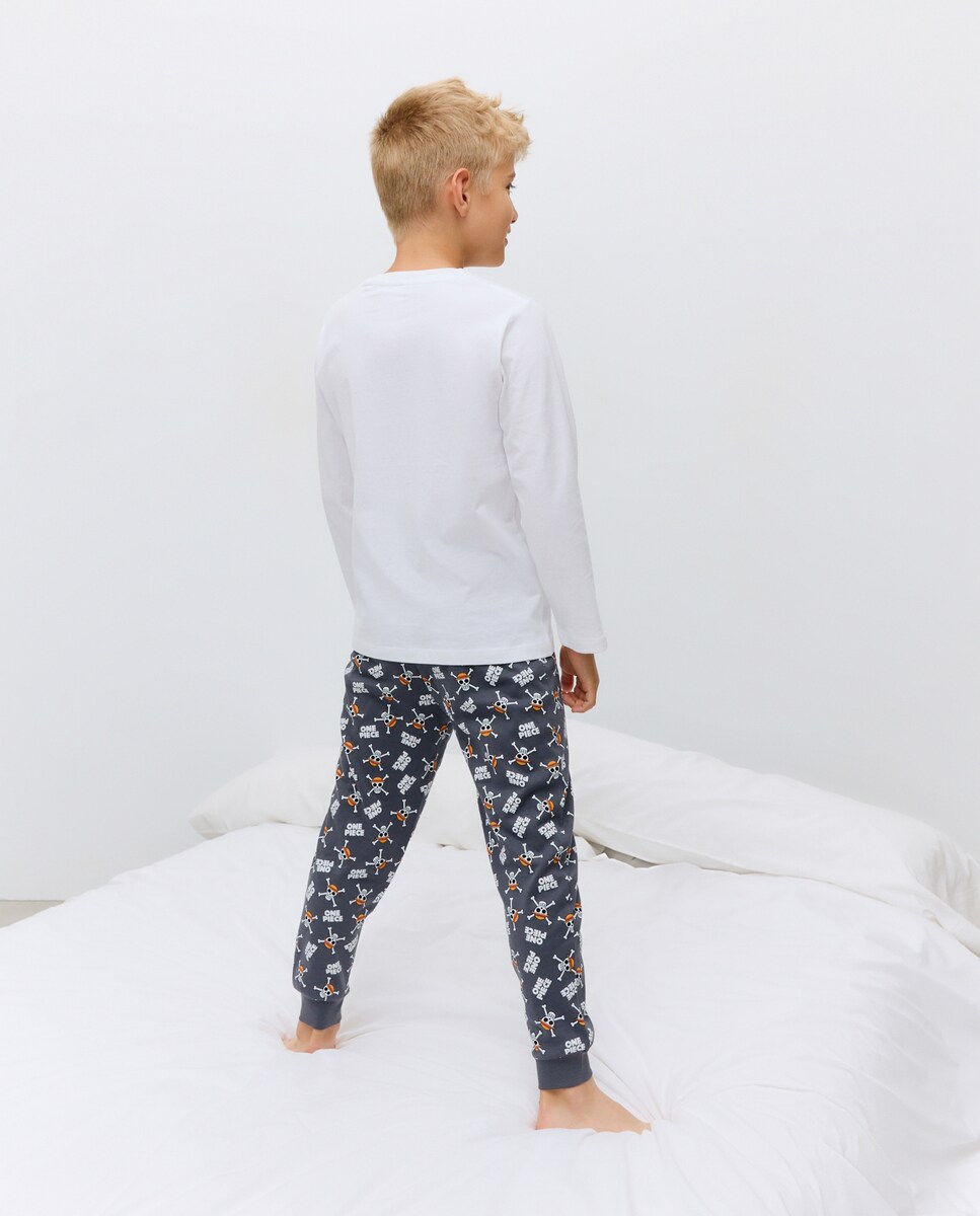 Calças de Malha Estampadas One Piece Cinzento-2