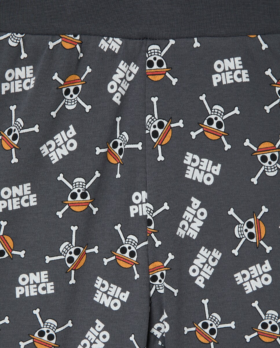 Calças de Malha Estampadas One Piece Cinzento-4