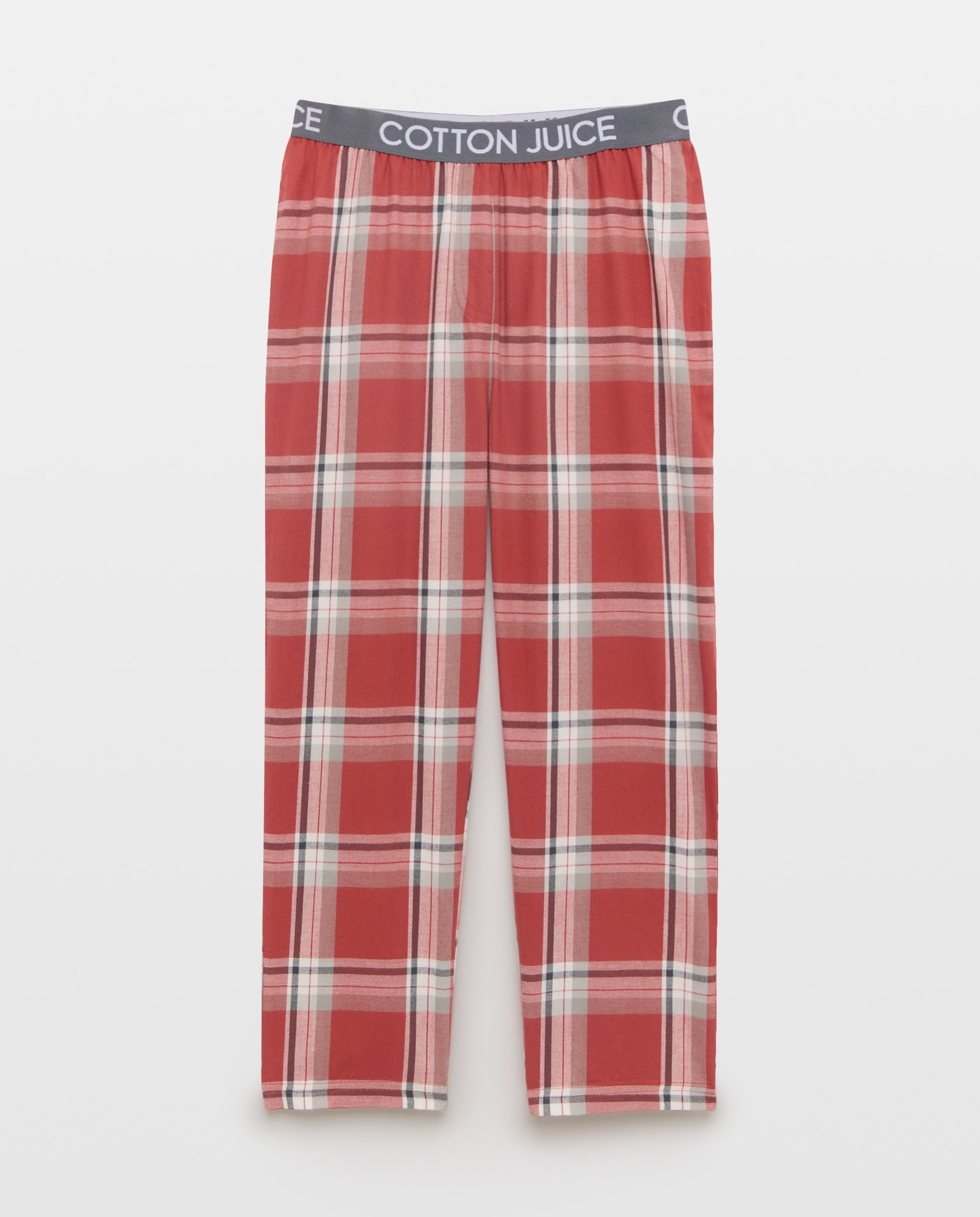 Pantalón largo de niño cuadros - Cotton Juice - Rojo Rojo-4