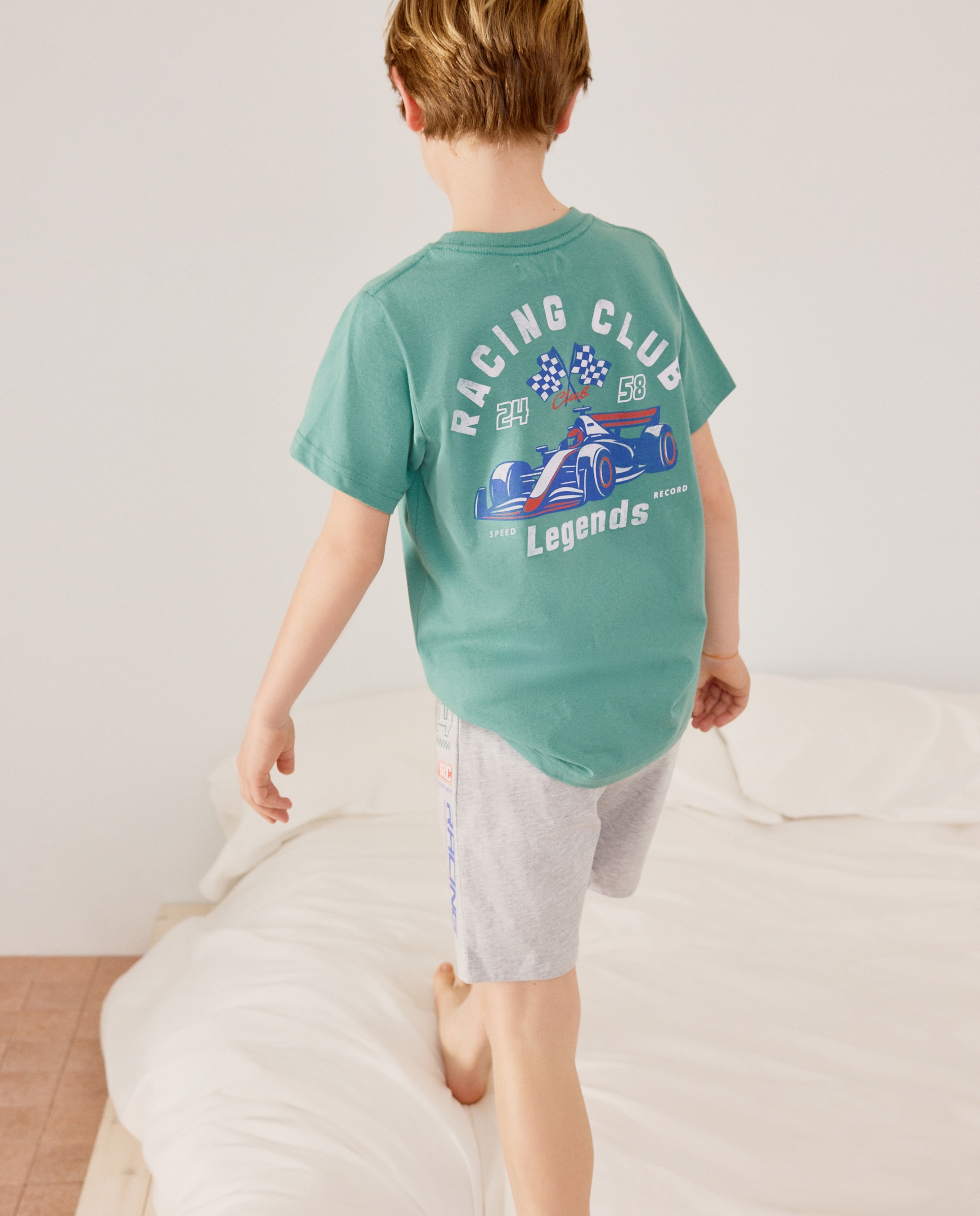 T-shirt de Manga Curta com Estampado de Fantasia Verde-3
