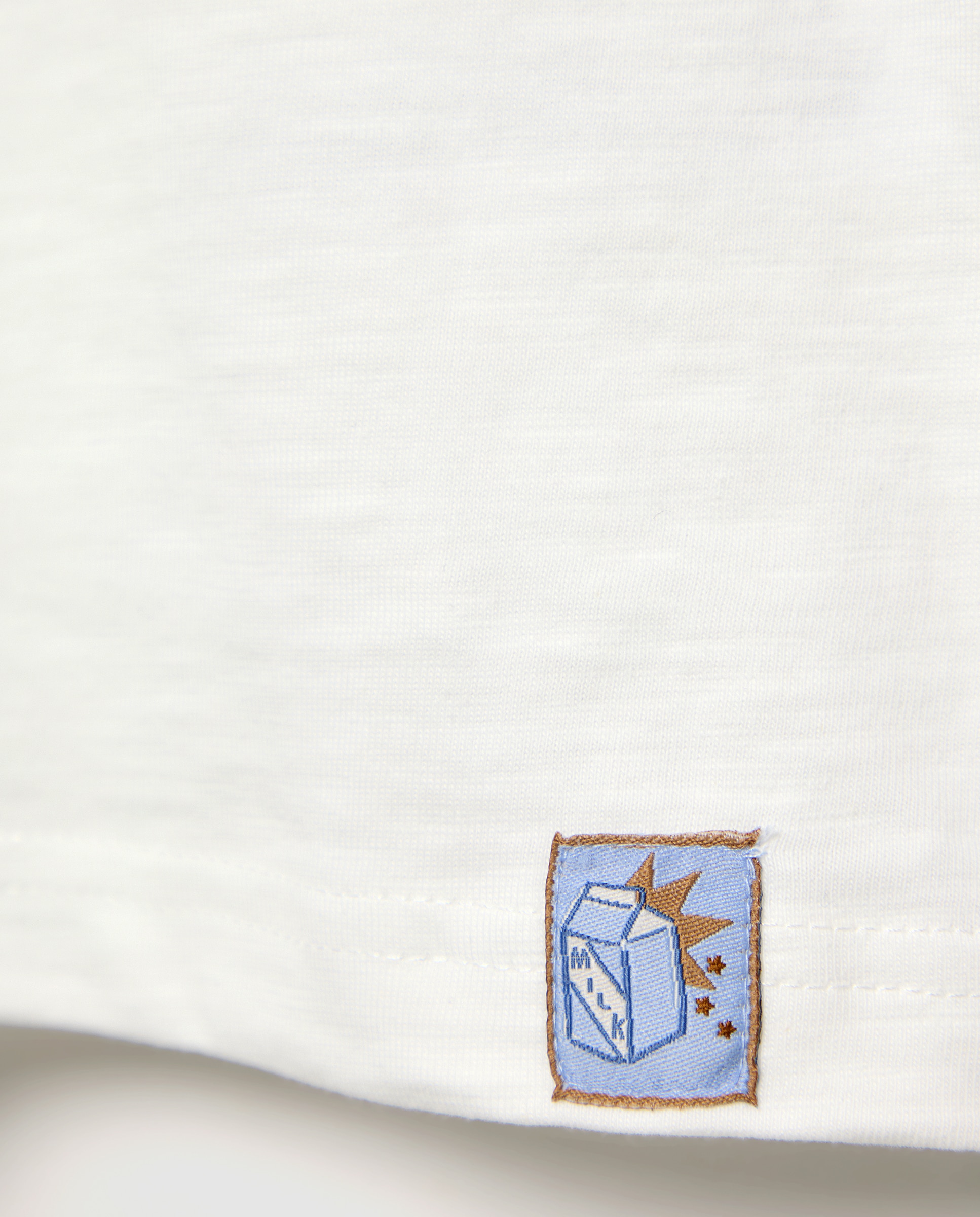 Camiseta cuello caja de niño manga corta y bolsillo - Cotton Juice - Blanco roto Blanco roto-5