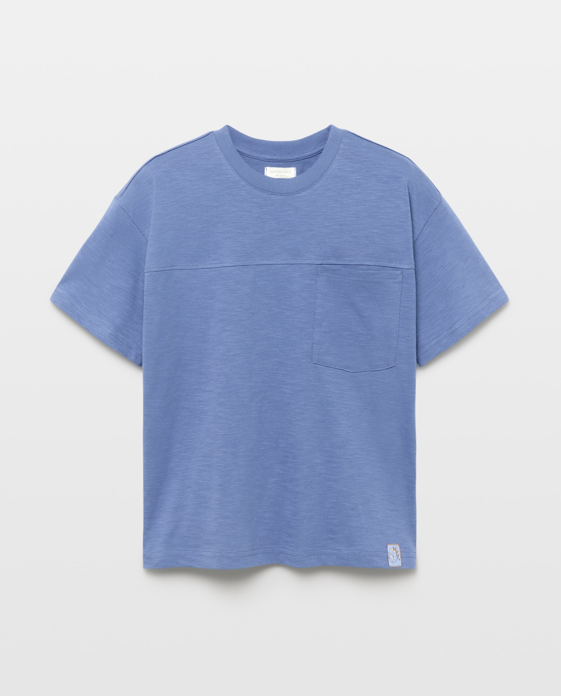 Camiseta cuello caja de niño manga corta y bolsillo - Cotton Juice - 400 Azul 400 Azul-4