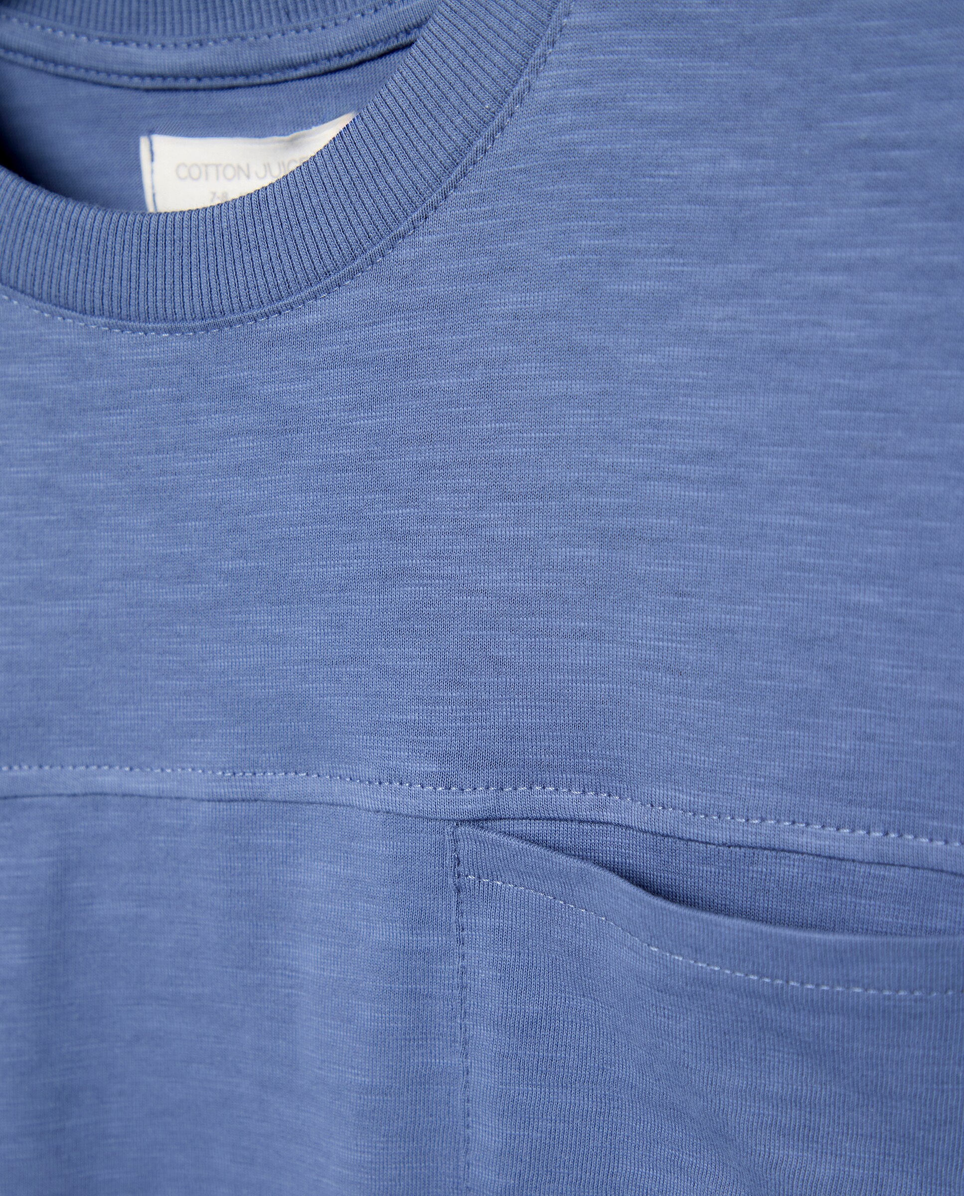 Camiseta cuello caja de niño manga corta y bolsillo - Cotton Juice - 400 Azul 400 Azul-5