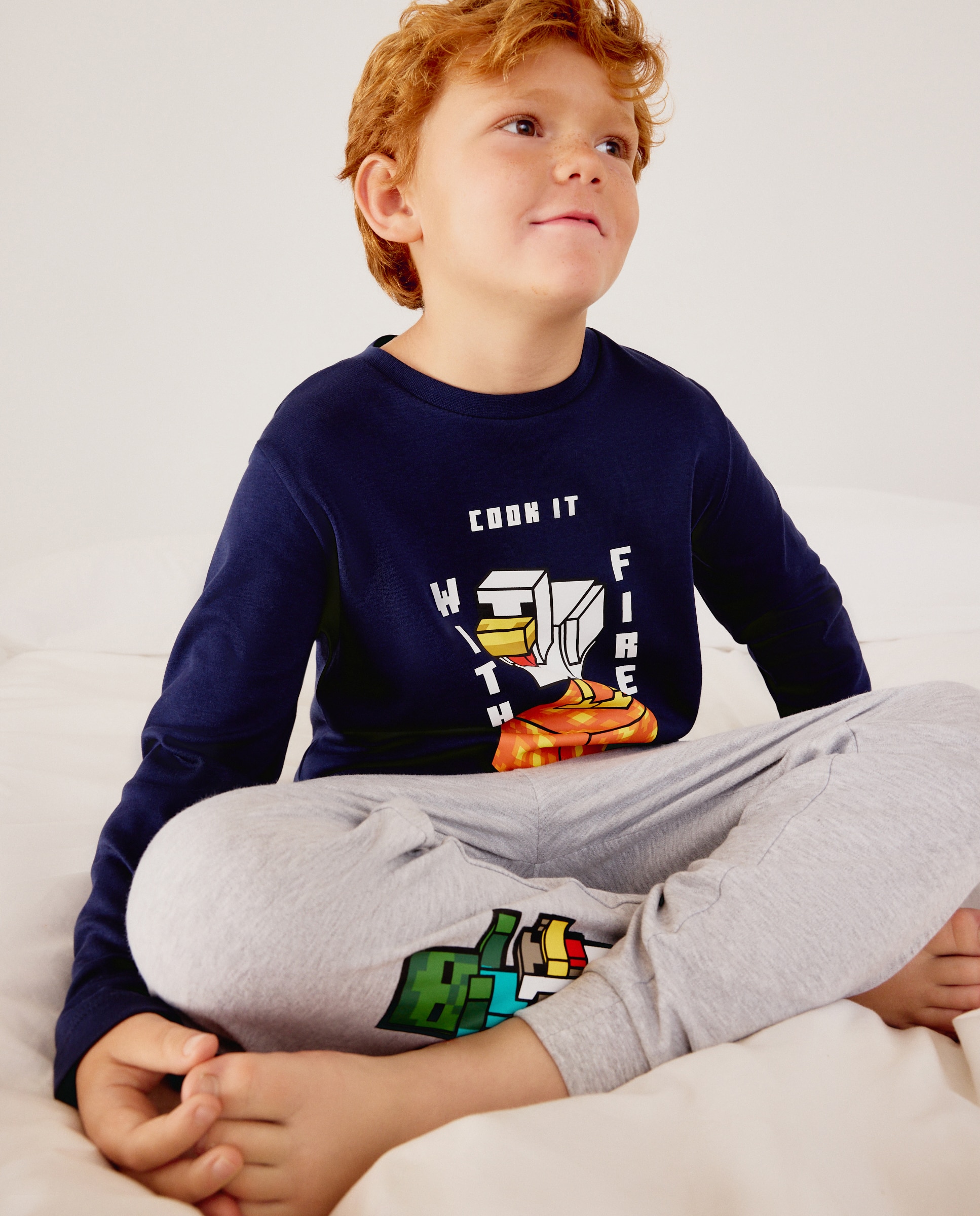 Camisola de Pijama de Manga Comprida Minecraft de Criança Azul-marinho-2