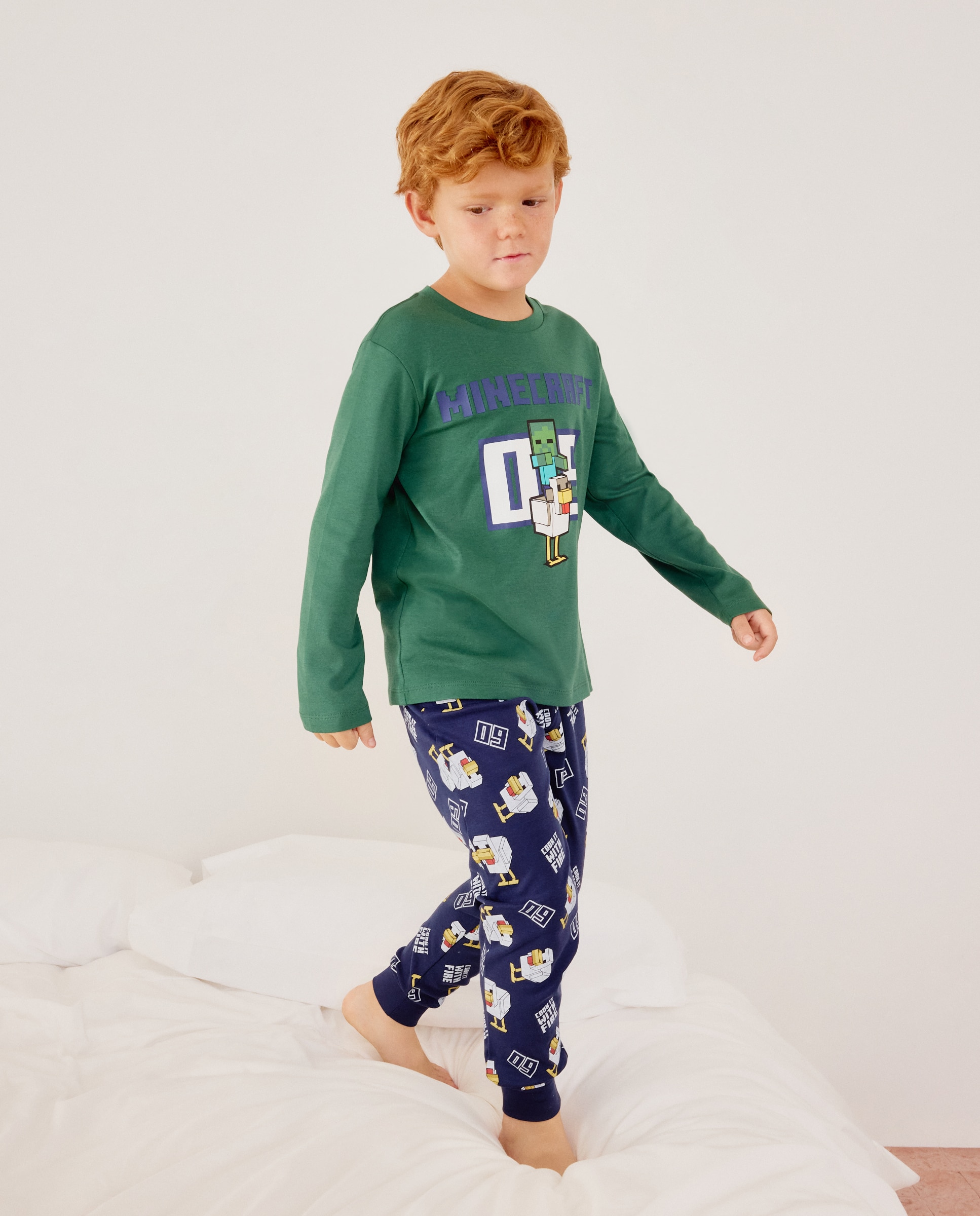 Camisola de Pijama de Manga Comprida Minecraft de Criança Verde-2