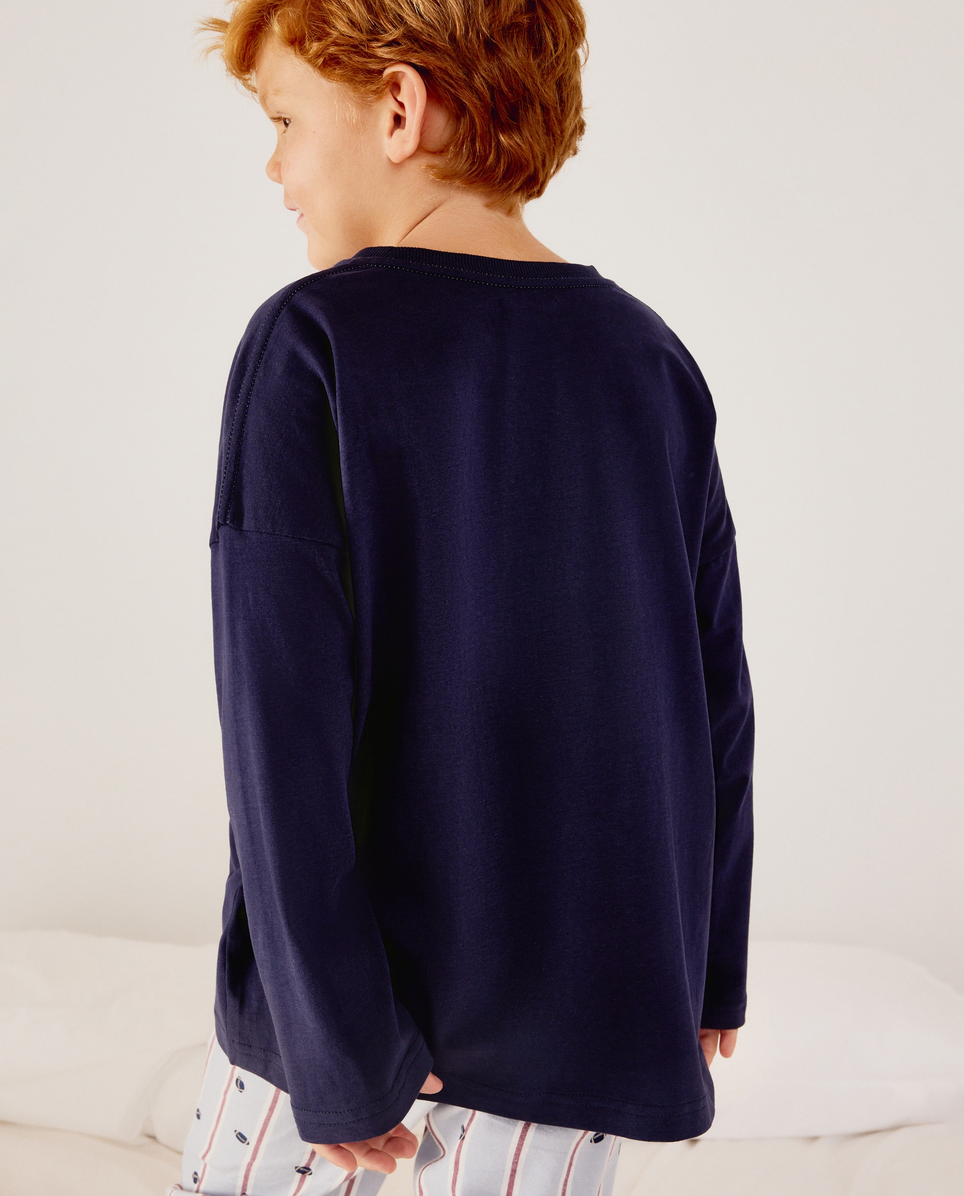 Camisa de Dormir de Manga Comprida Los Angeles Cotton Juice Azul-3