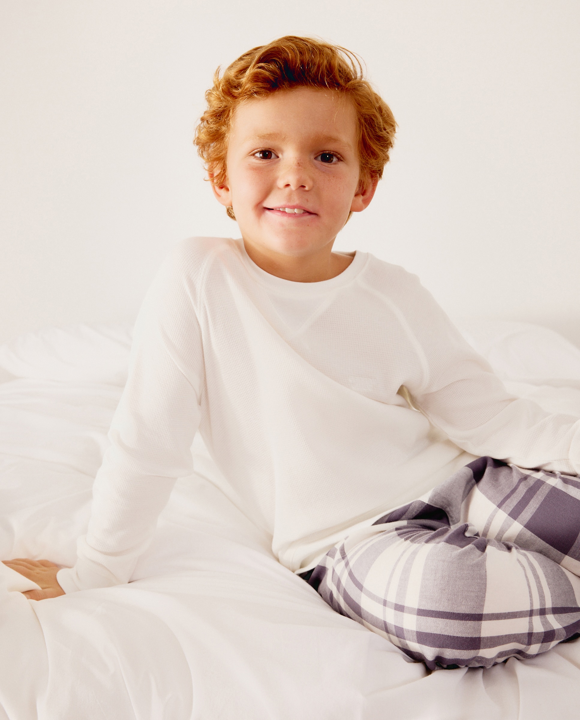 Imagen 1 de Camiseta manga larga con estructura de niño - Cotton Juice - Blanco Blanco