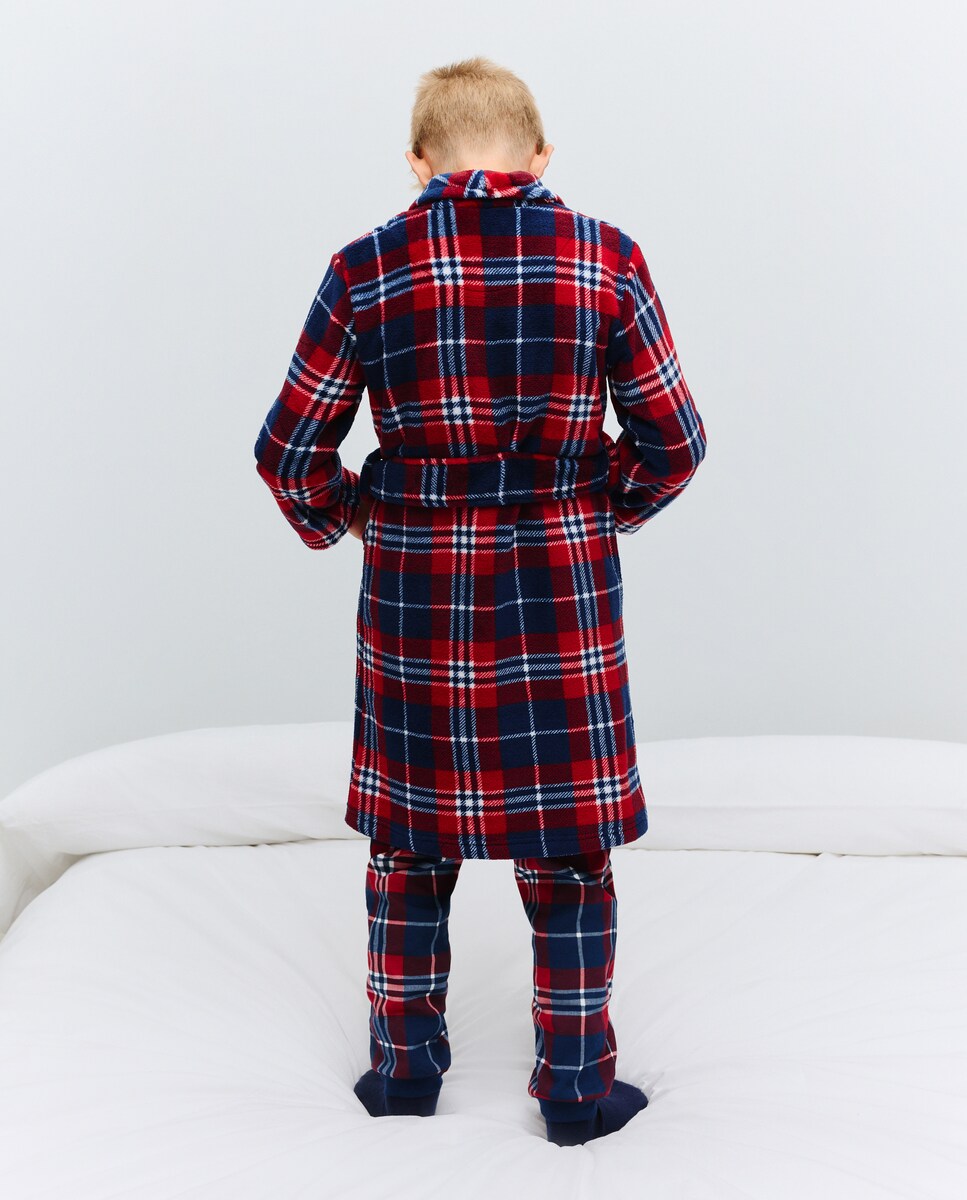 Robe com Estampado aos Quadrados Vermelho-3