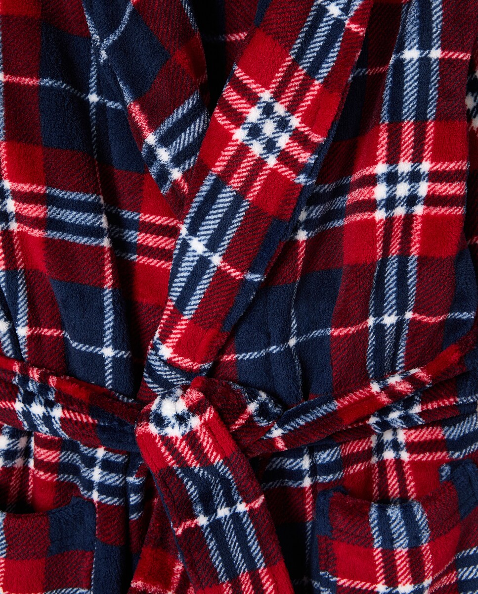 Robe com Estampado aos Quadrados Vermelho-5