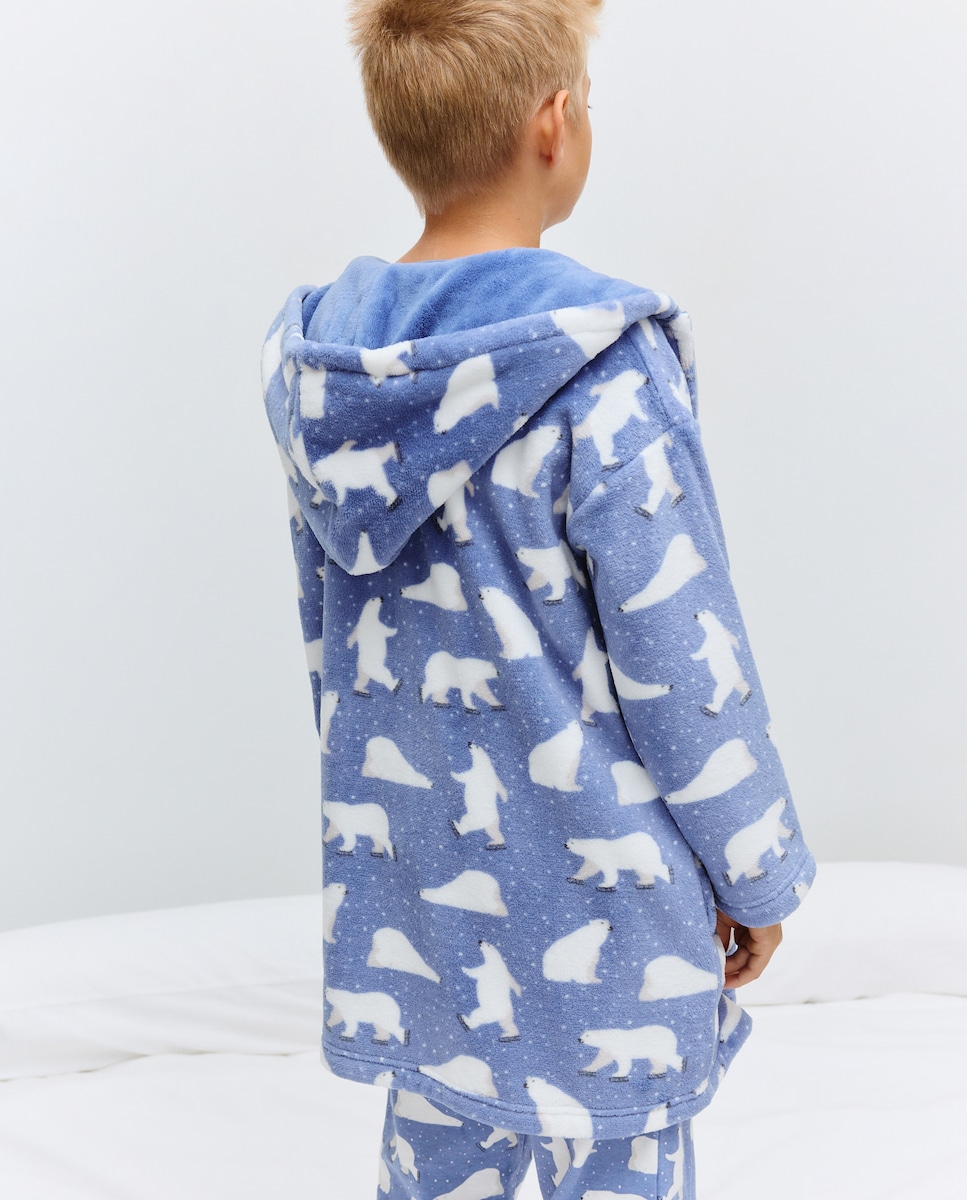 Robe com Fecho de Correr e Bolso Azul-3