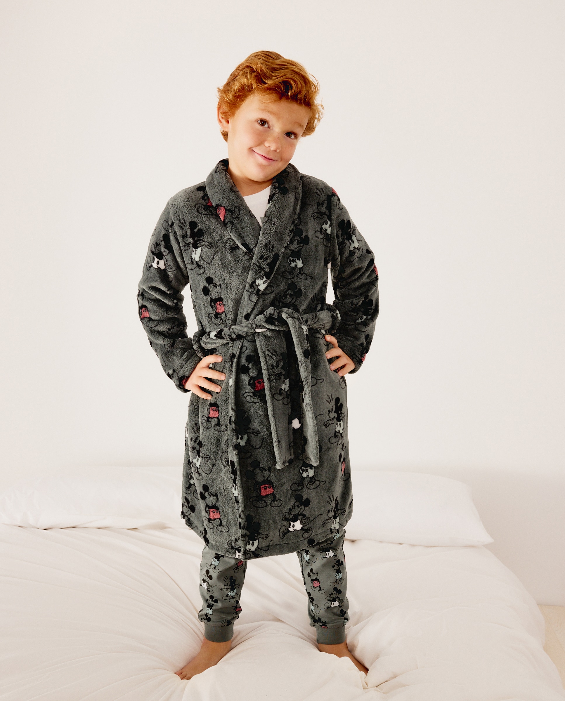 Bata smock estampado poses MICKEY de niño - Cotton Juice - Gris Gris-1