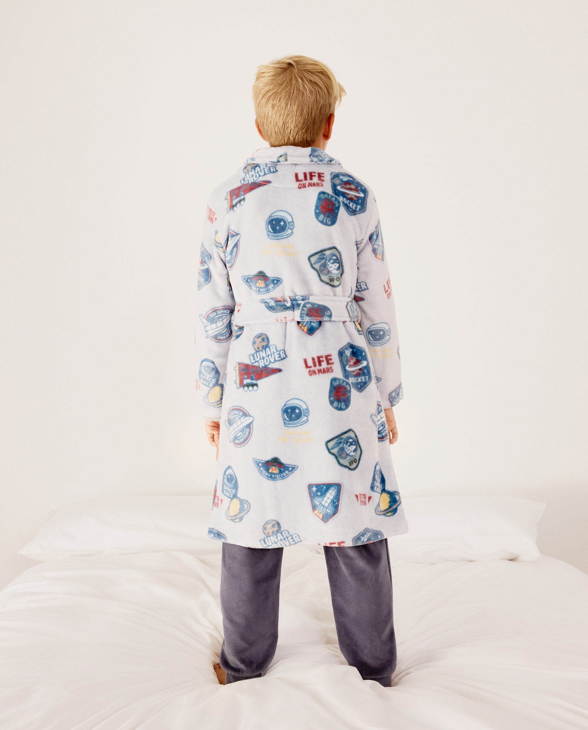 Bata smock estampado espacio de niño - Cotton Juice - Gris Gris-2