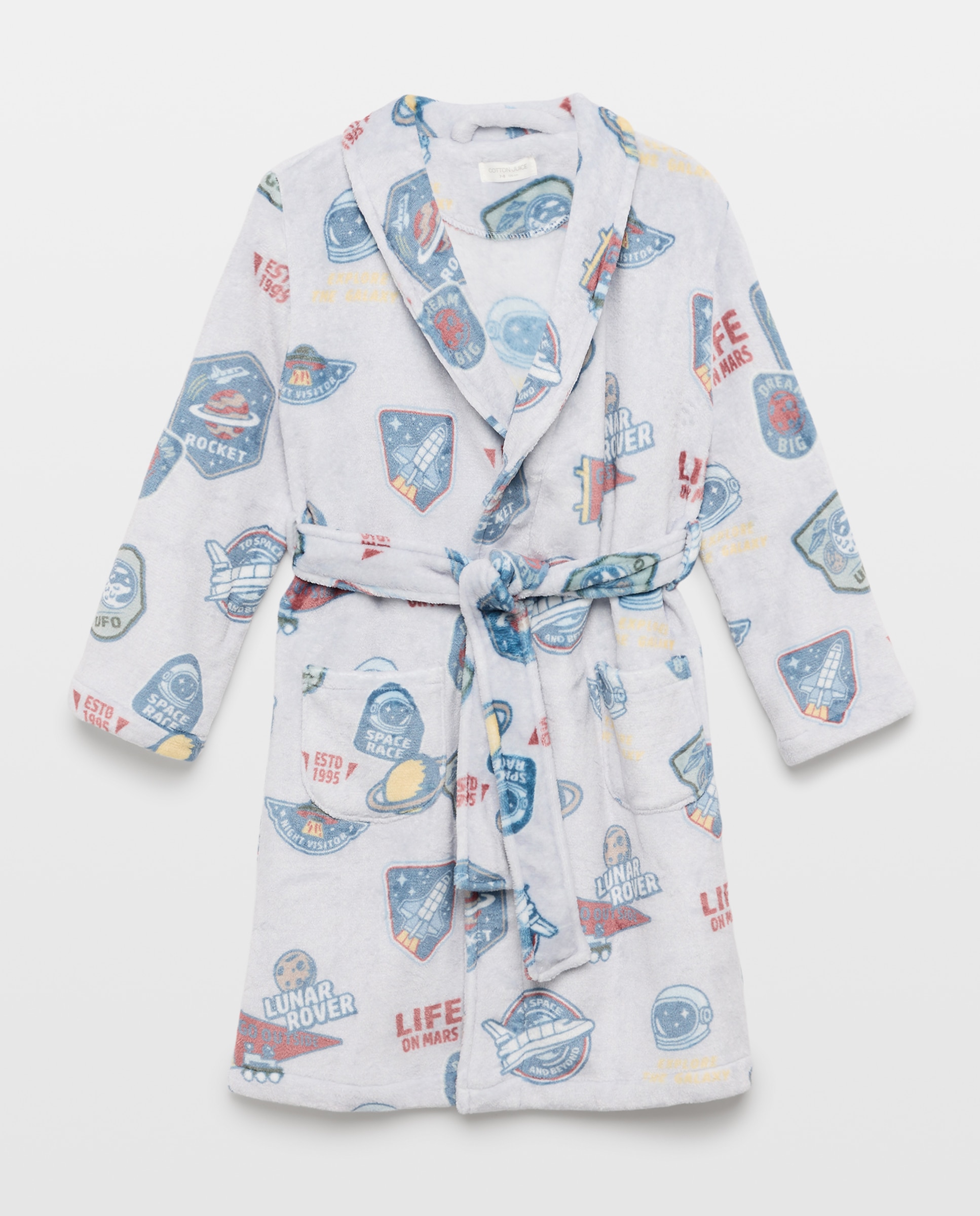 Bata smock estampado espacio de niño - Cotton Juice - Gris Gris-3