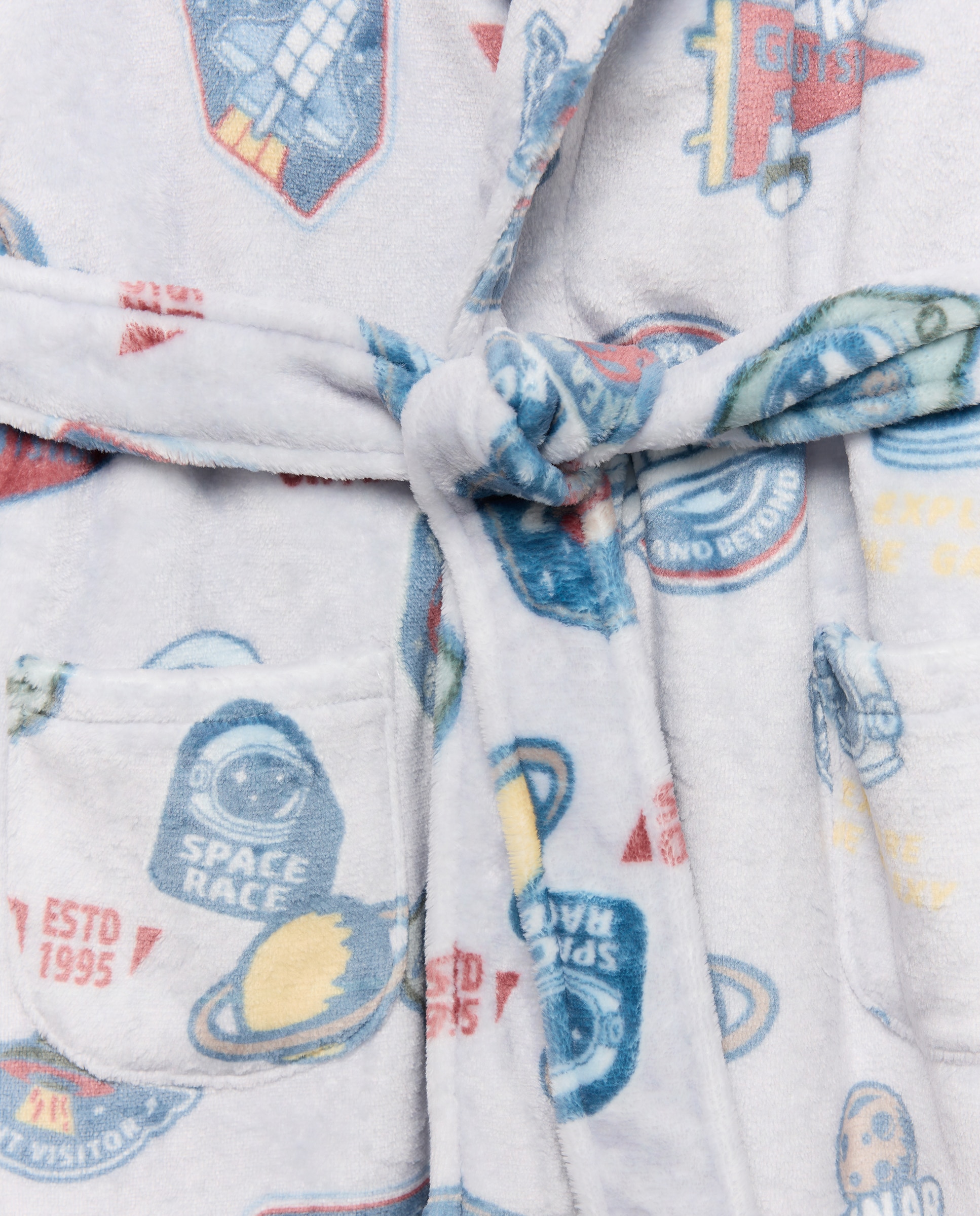 Bata smock estampado espacio de niño - Cotton Juice - Gris Gris-4